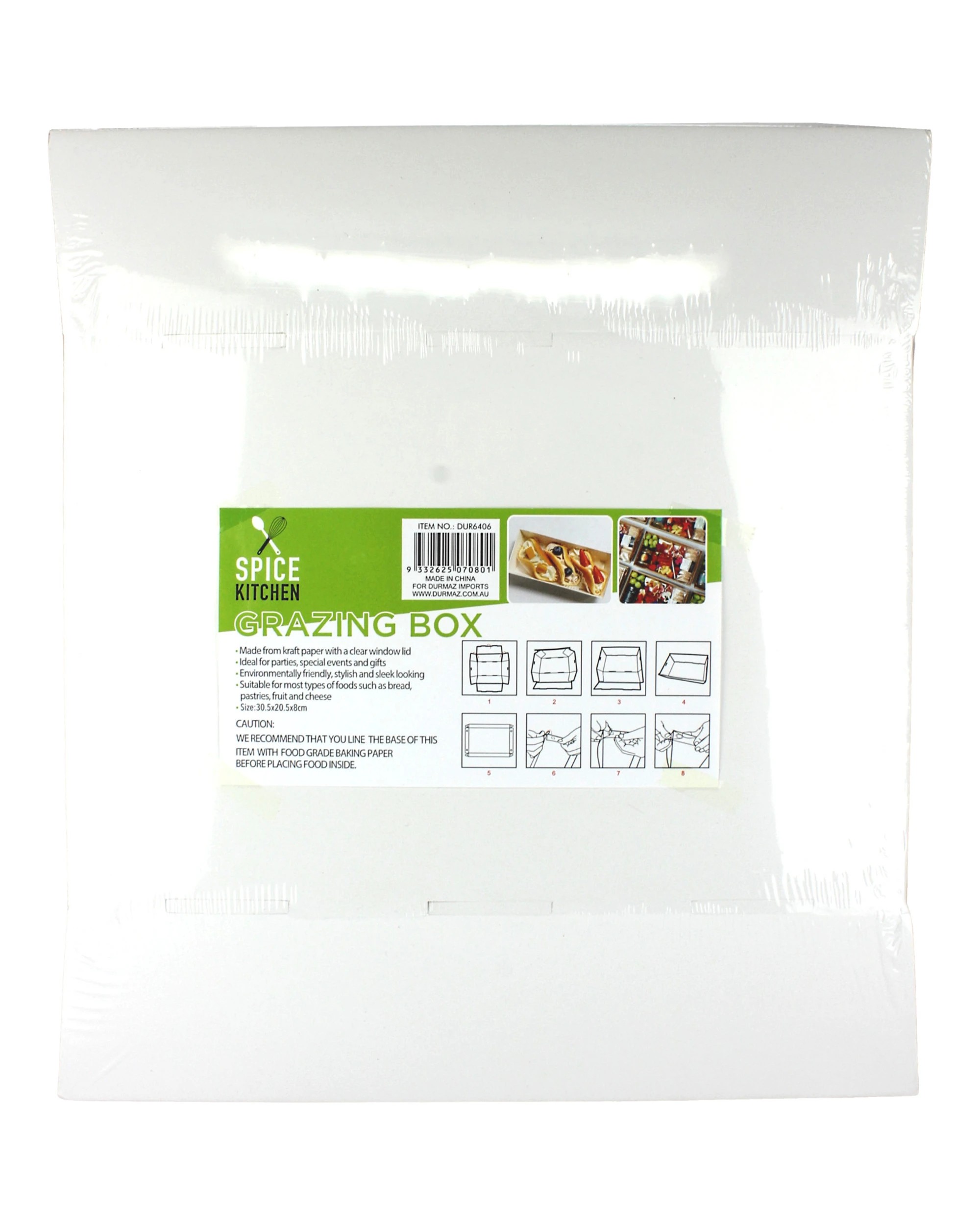 4 Spice Kitchen White Grazing Box with Clear Plastic Lid 30.5cm x 20.5cm x 8cm - White, 4 of 4