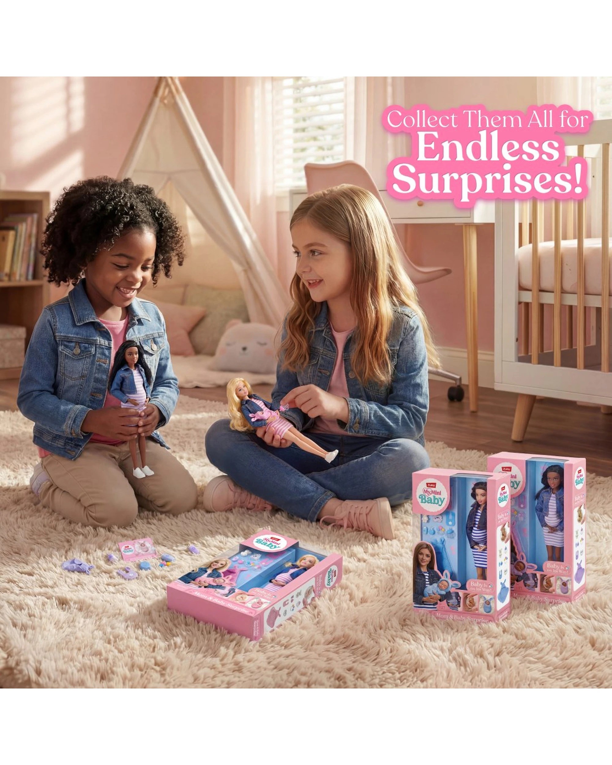 6 ZURU My Mini Baby Mom & Baby Surprise Doll Set, 6 of 10