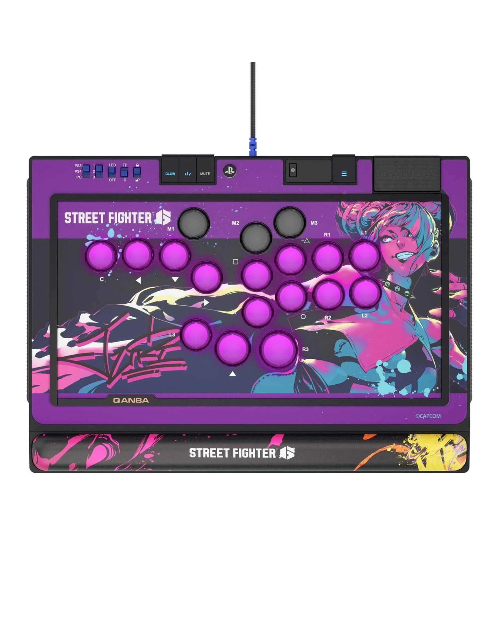 1 QANBA SAPPHIRE S1 Leverless Arcade Controller for PS5, PS4 and PC - Juri, Street Fighter Edition, 1 of 7