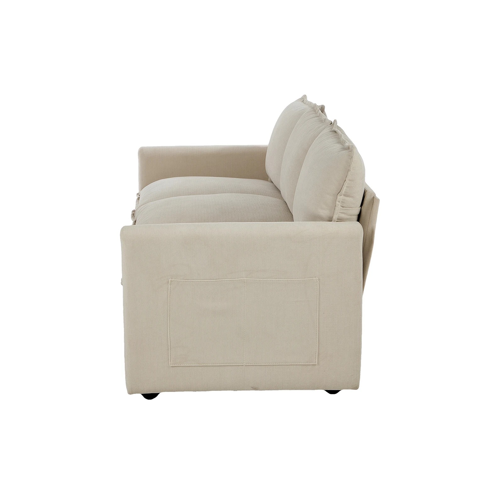 6 Oikiture Sofa Futon Lounge Couch Corduroy - Beige, 6 of 10