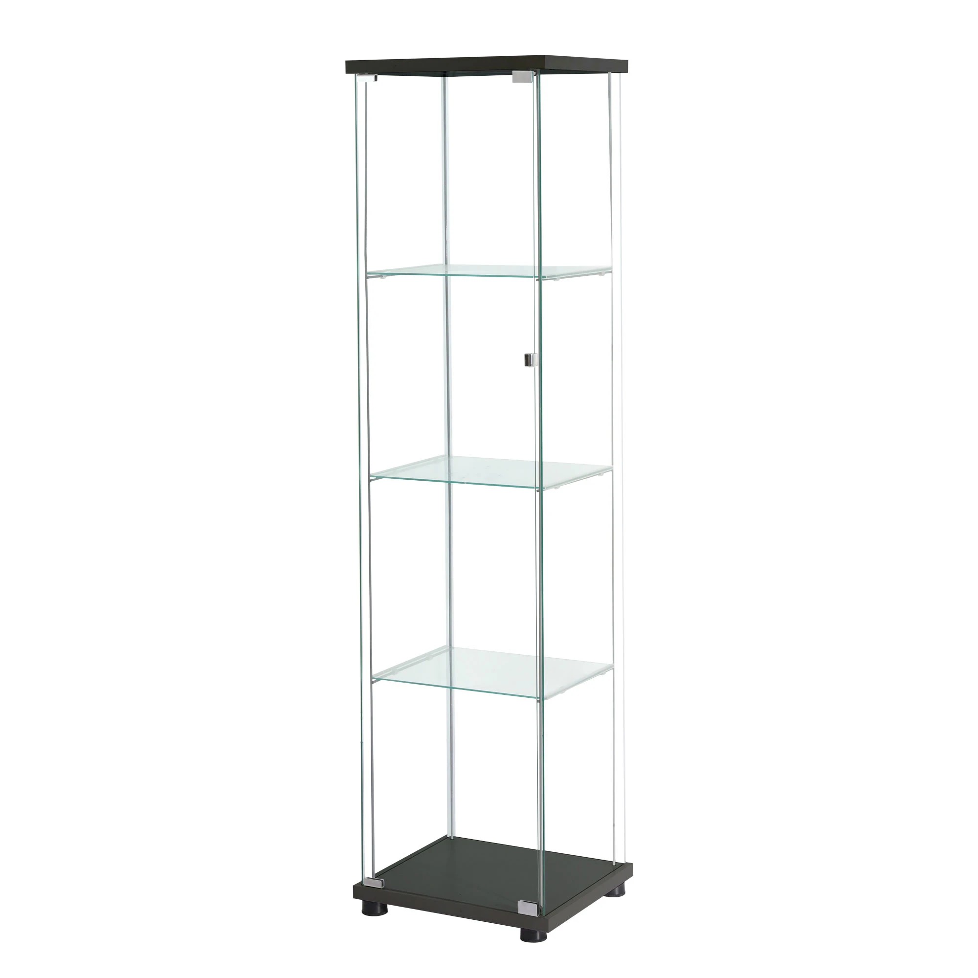 1 Stacked Display Cabinet 4-Tier Glass Door - Black, 1 of 8