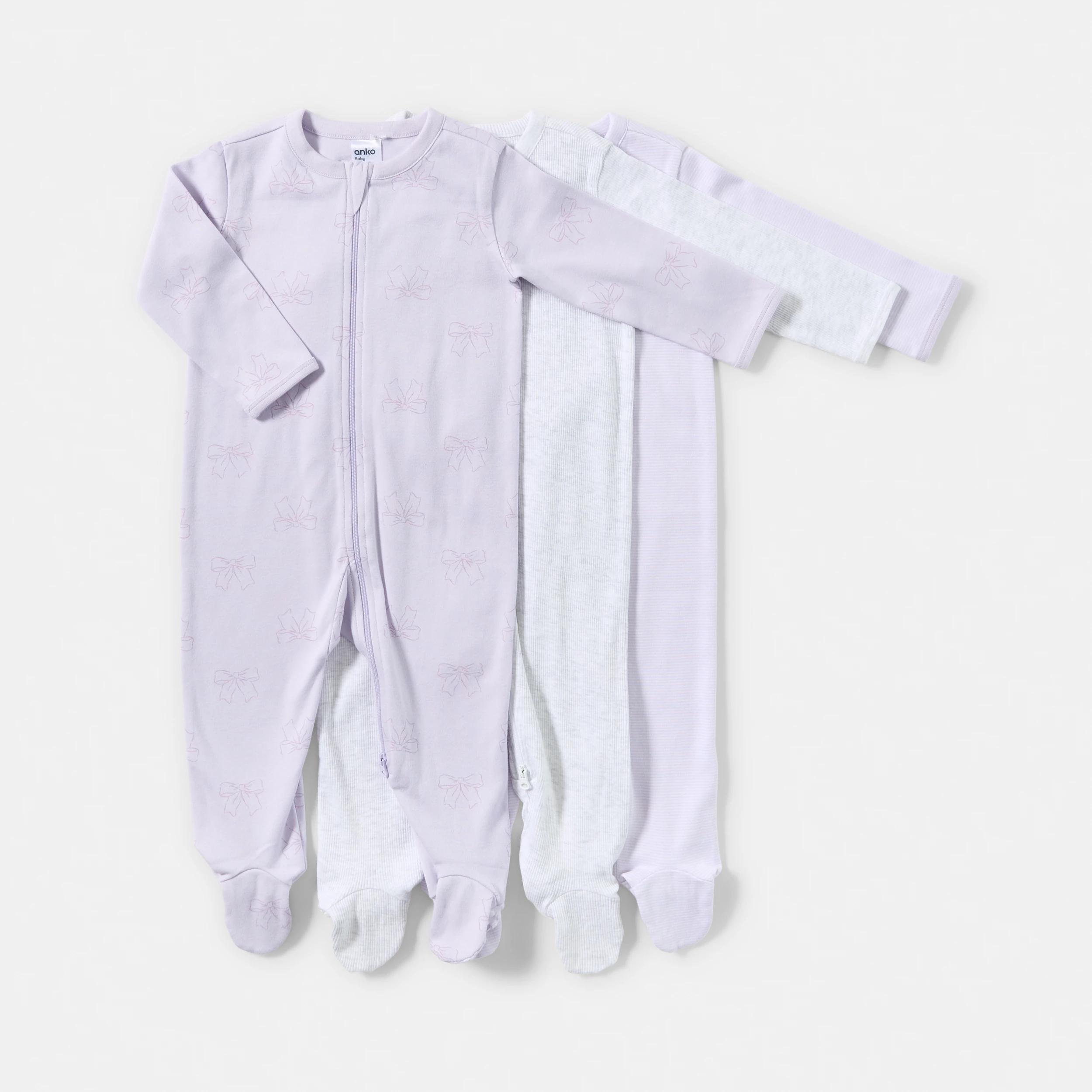 1 3 Pack Coveralls PURPLE BOWS, 1 of 8