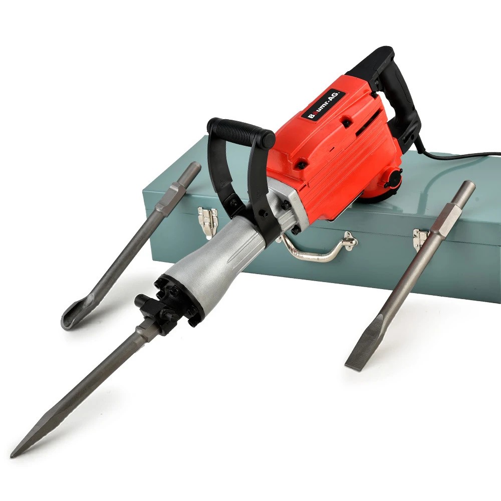 1 Baumr-AG 2200W Pro-Grade Electric Demolition Jackhammer, with 3 Bonus Chisels, Steel Carry Case, 1 of 1