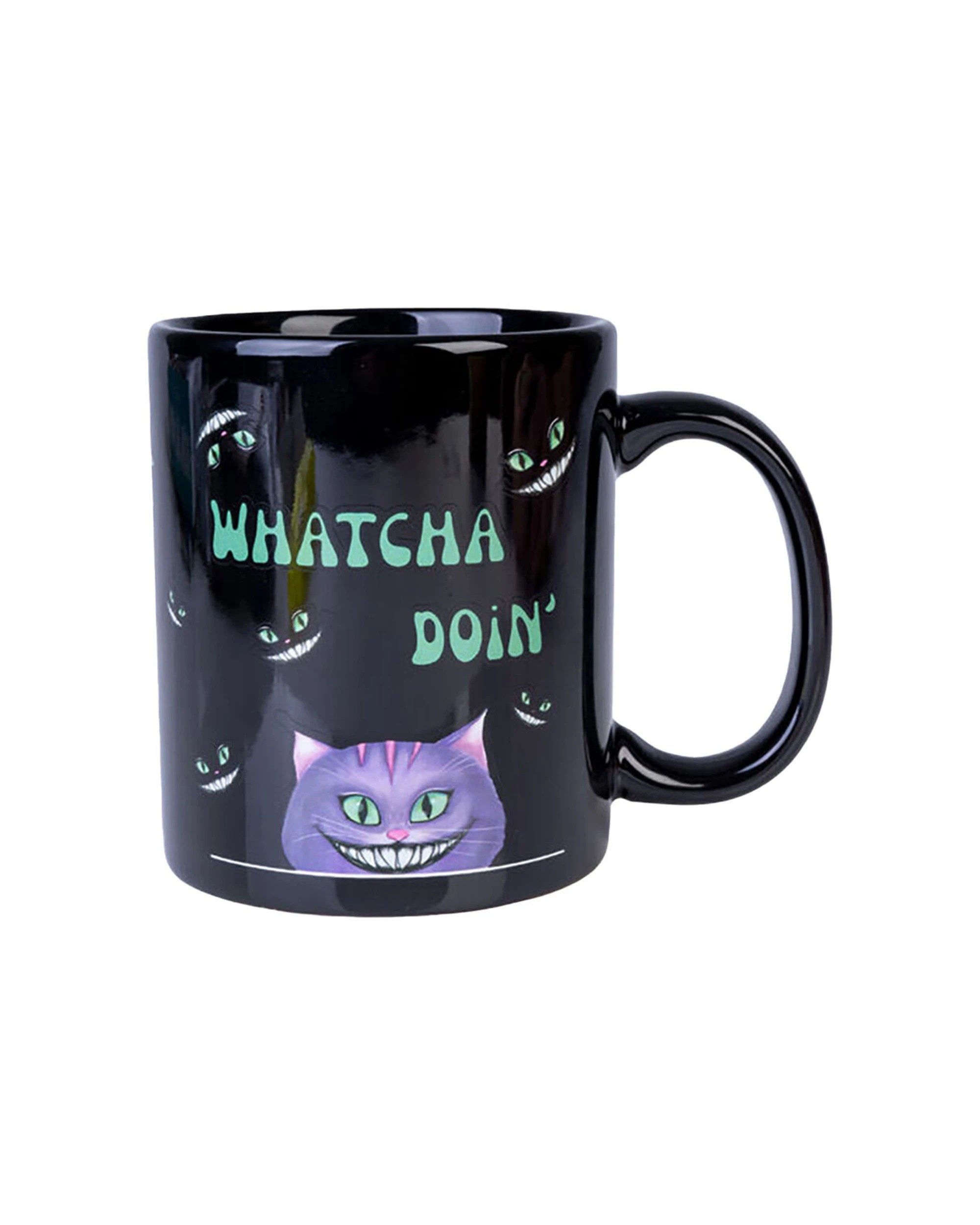 1 Mad Cat Ceramic Coffee Mug Drinkware 115x95mm Watcha Doin - Black, 1 of 5
