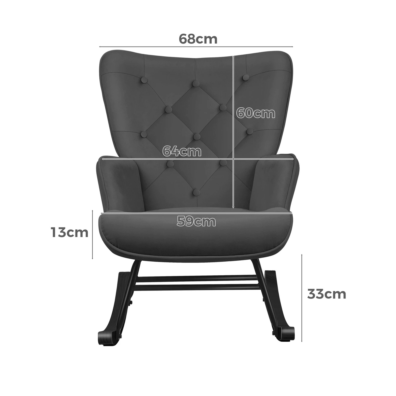 7 Alfordson Armchair Rocking Chair Accent Feeding Chair Lounge Sofa Couch - Grey, 7 of 10