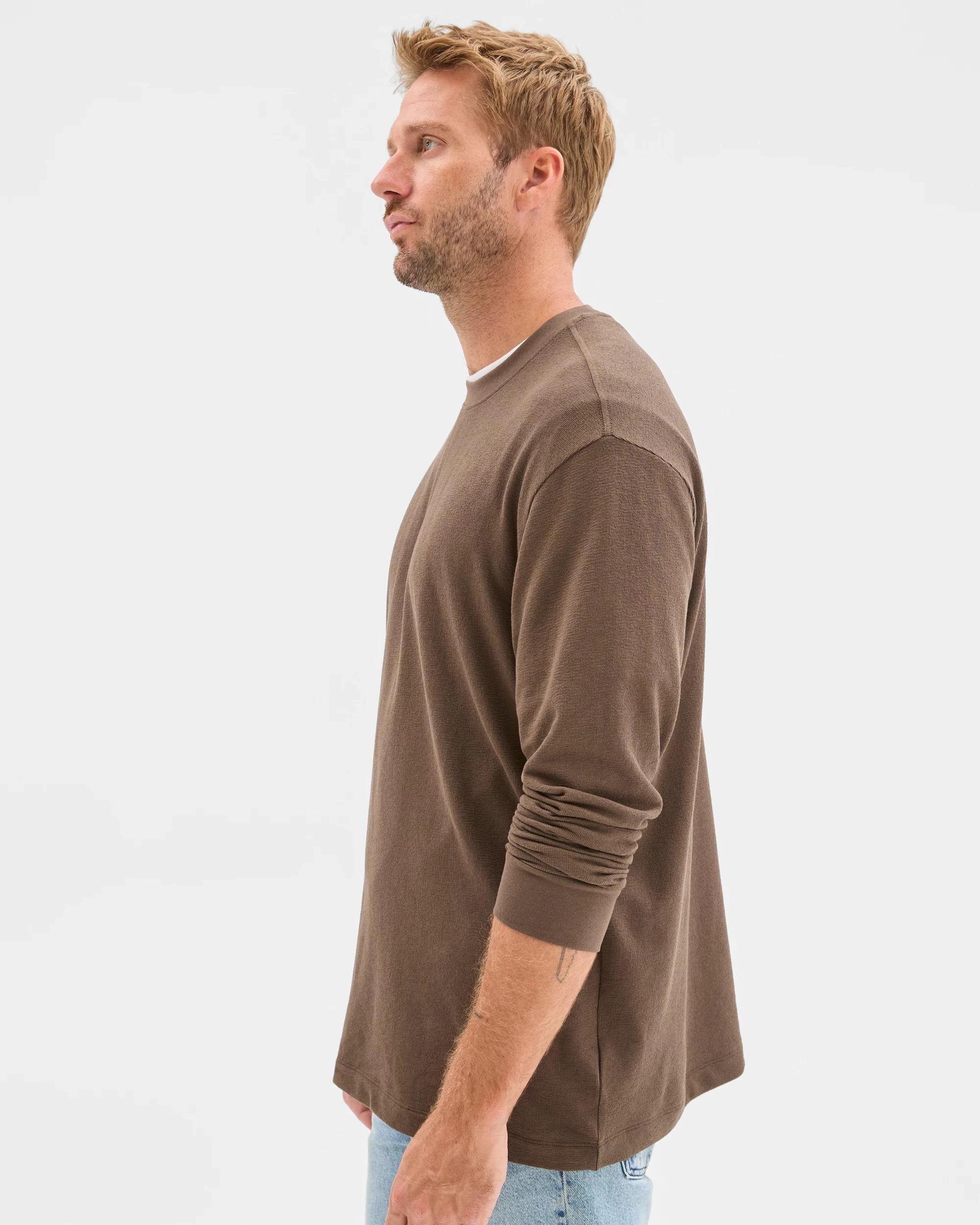 4 Target Australian Cotton Blend Long Sleeve Textured T-Shirt DARK OLIVE, 4 of 4