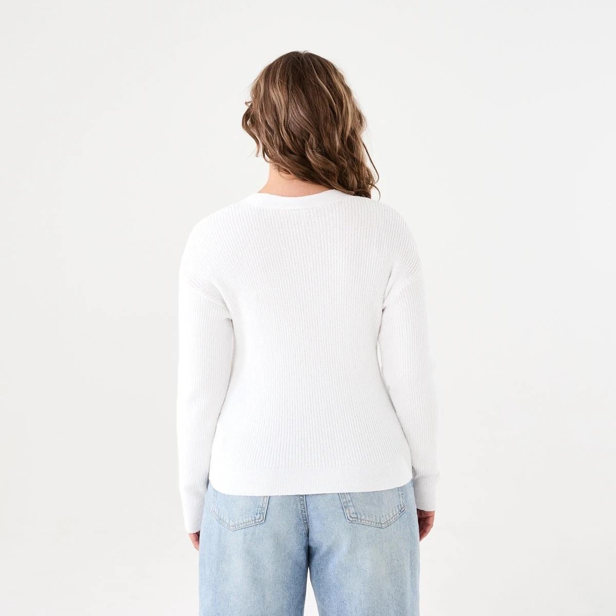 3 Textured V-Neck Cardigan WHITE, 3 of 6