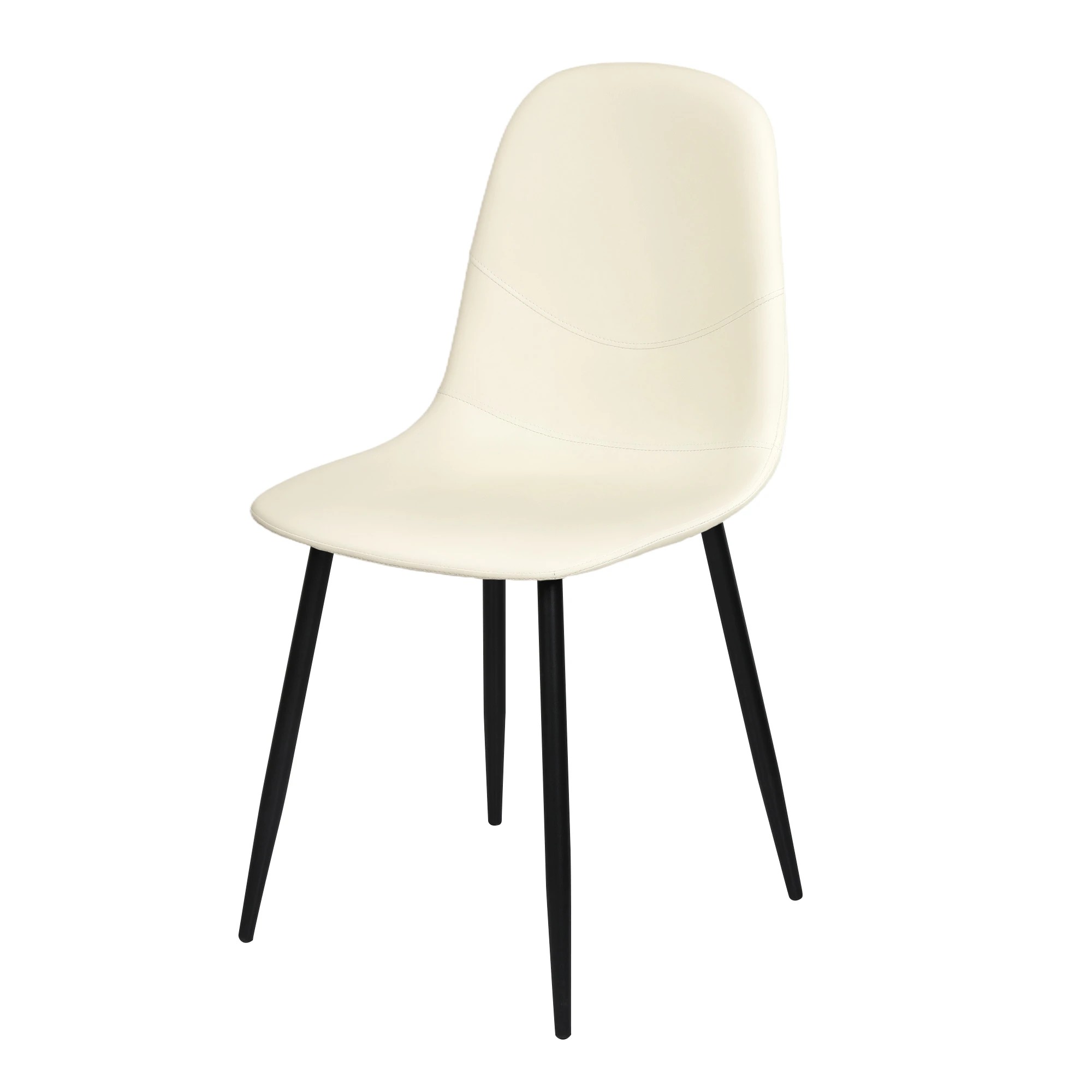 2 Levede 4x Dining Chairs Kitchen Eames Accent Chair Lounge Room Padded PU Leather - Beige, 2 of 8