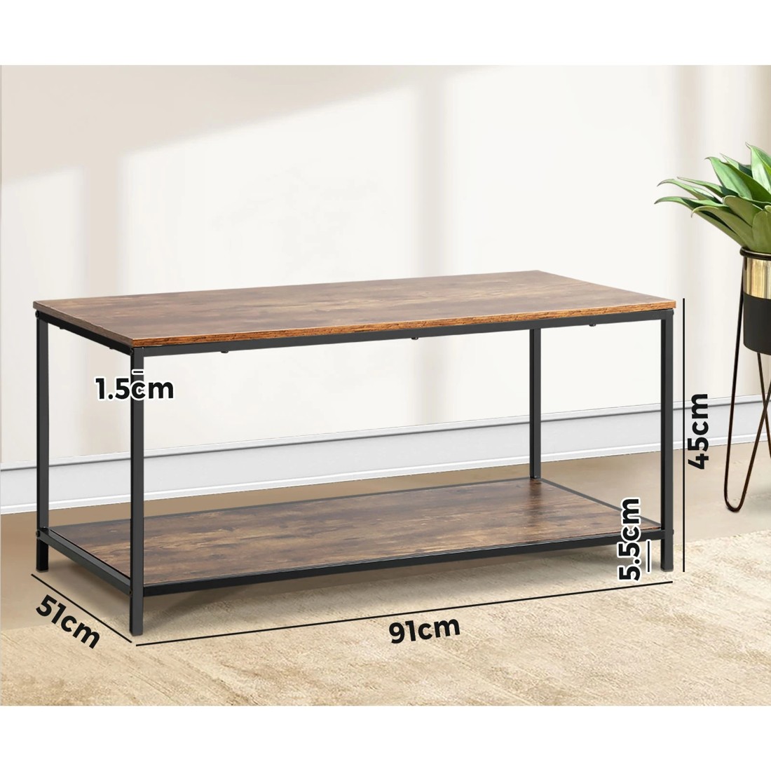 10 Oikiture Coffee Table Side Table Storage Rack Shelf 2-tier
 - Multi, 10 of 10