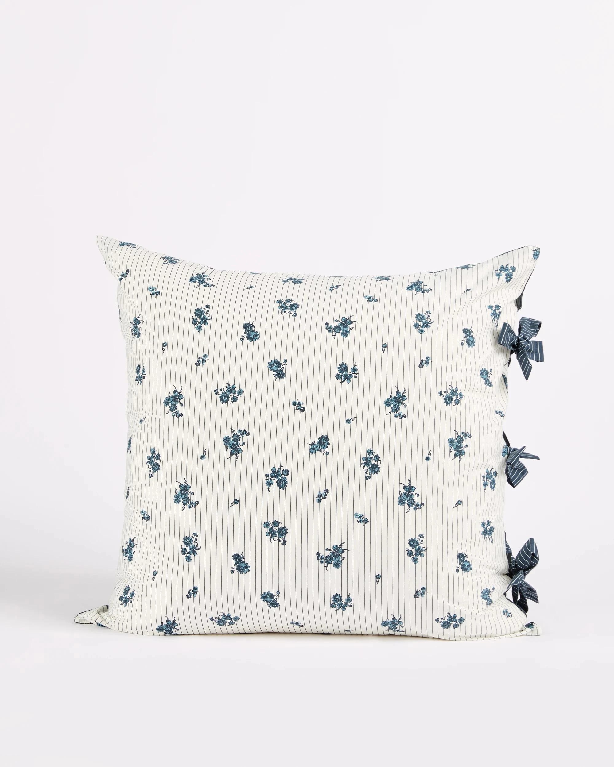 1 Target Ezra Floral Pinstripe Australian Cotton Reversible European Pillowcase - Queen Bed - White, 1 of 3