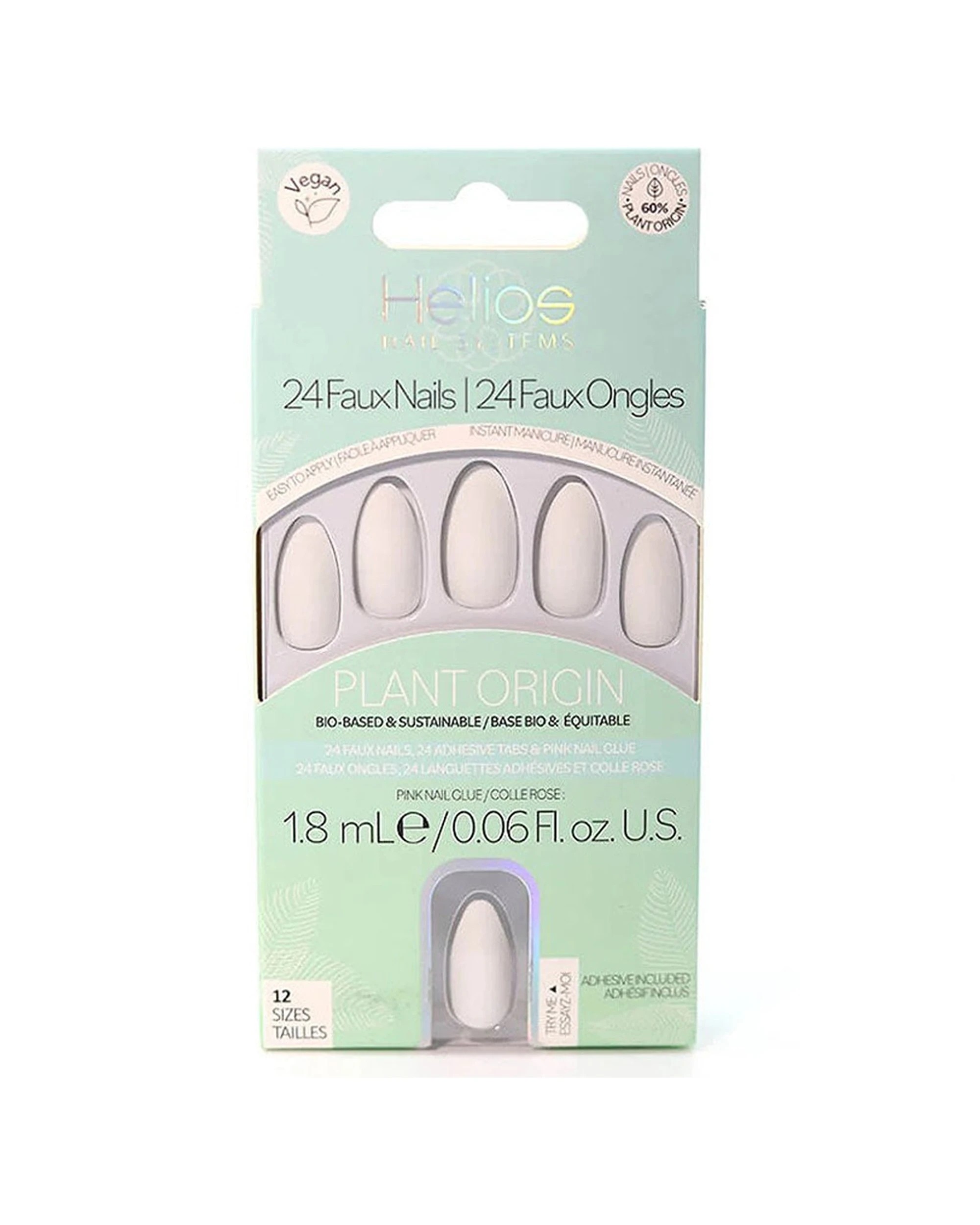 1 Helios 24pc Plant Based Press On Nails White Matte Stiletto Set - White, 1 of 1