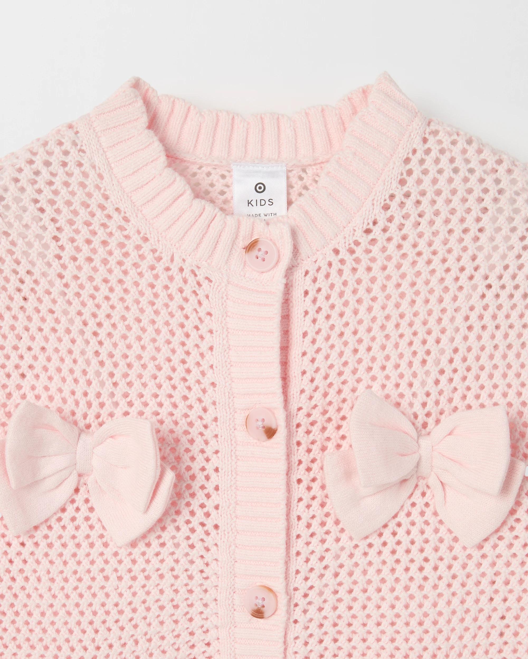 2 Target Kids Australian Cotton Lightweight Knit Cardigan PINK, 2 of 4
