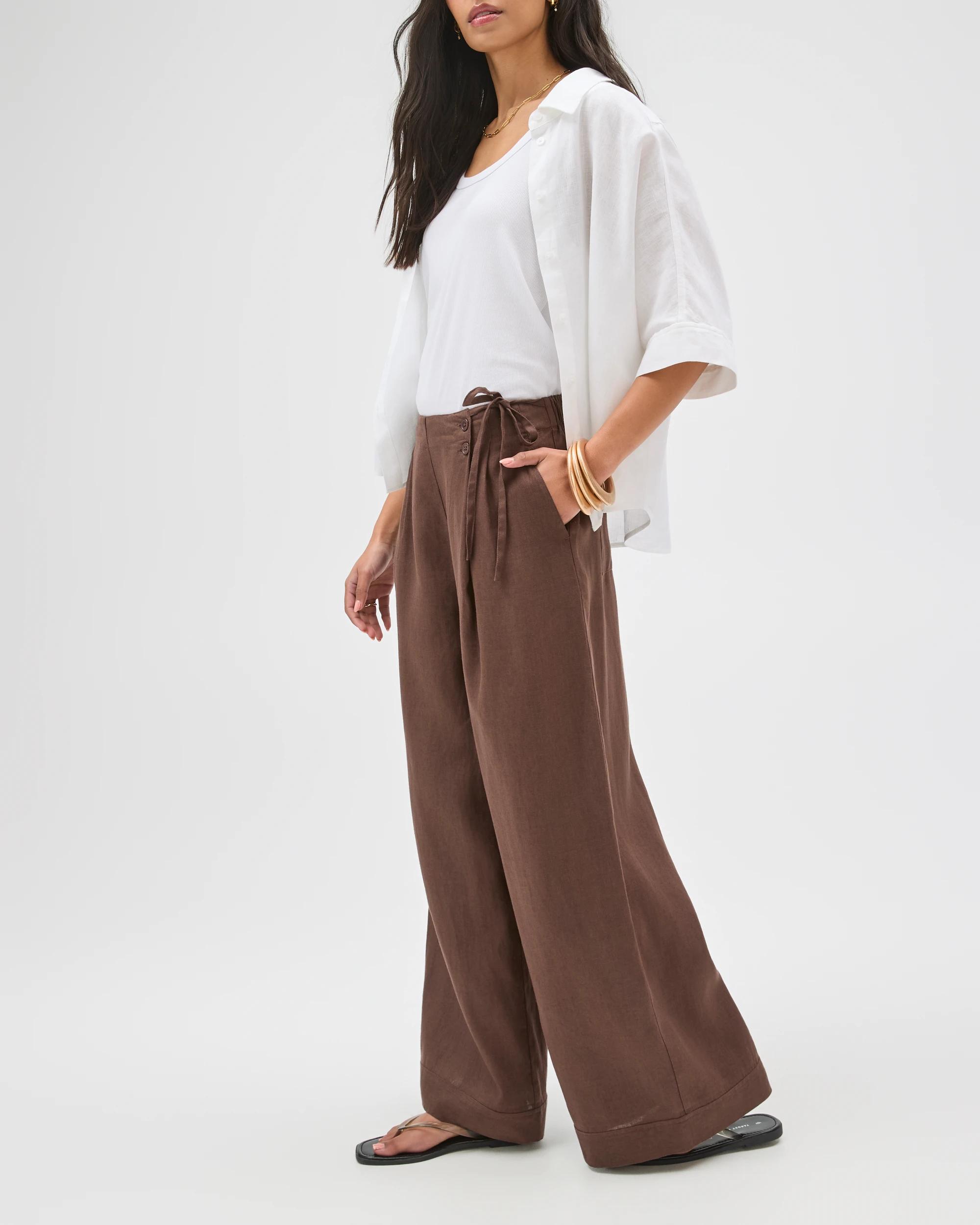 4 Target Woman European Linen Wrap Pants COFFEE BEAN, 4 of 6