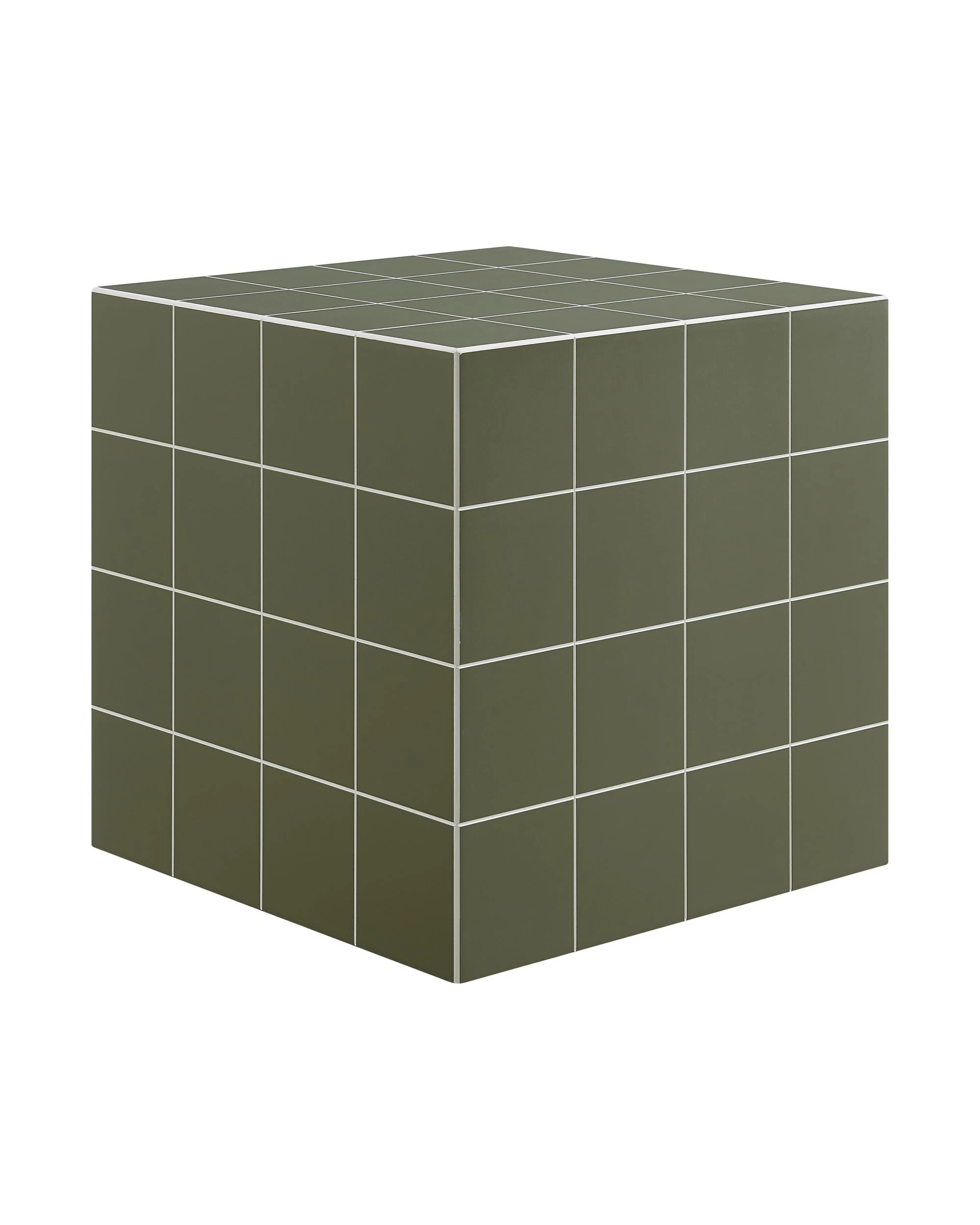 1 Kodu Side Table Cube Bedside Storage Olive - Green, 1 of 6