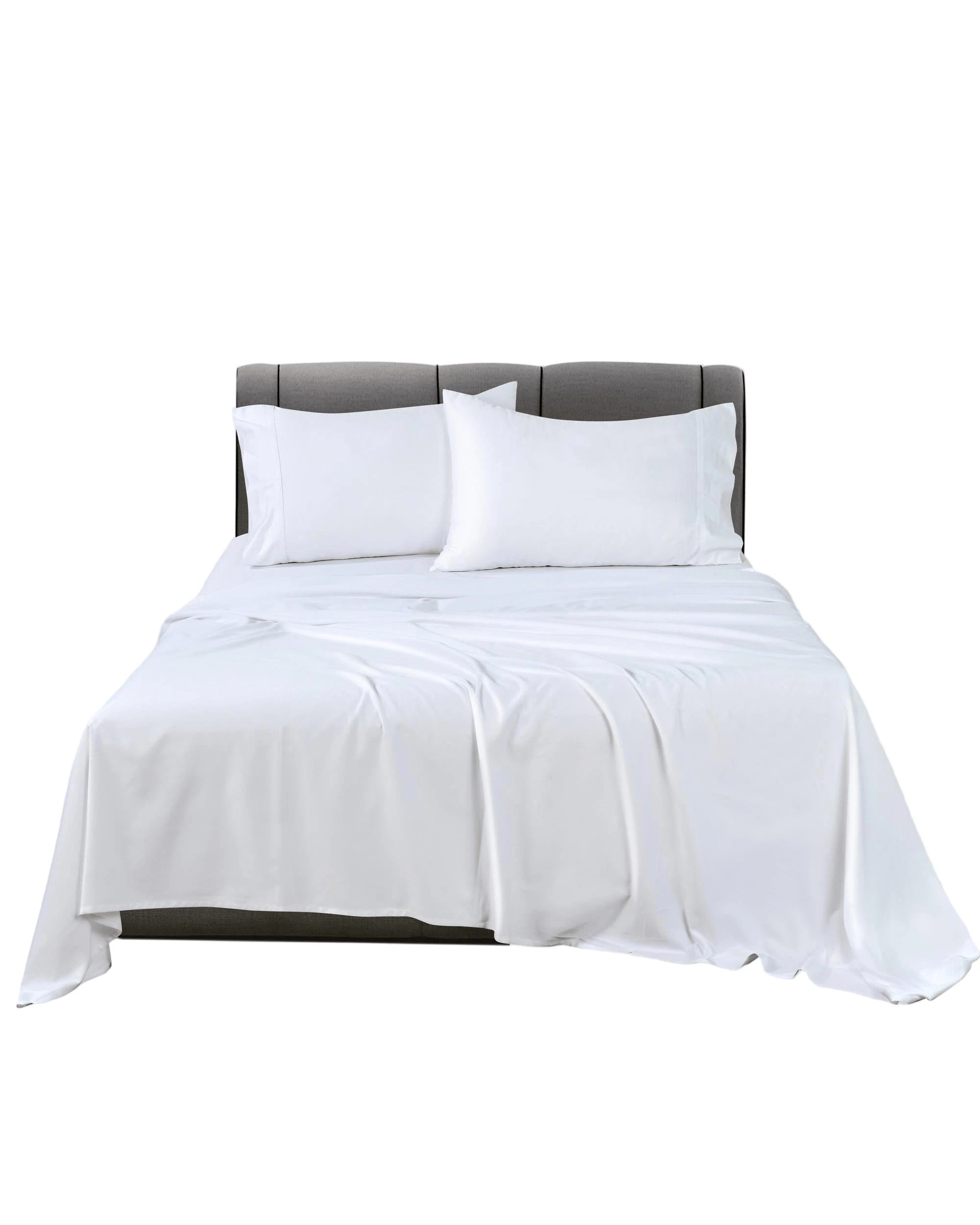 1 Bianca Bedding Rosebank Extra Long Extra Wide Flat 500 Tc Bamboo Cotton Sheet Set - White - Split King, 1 of 10