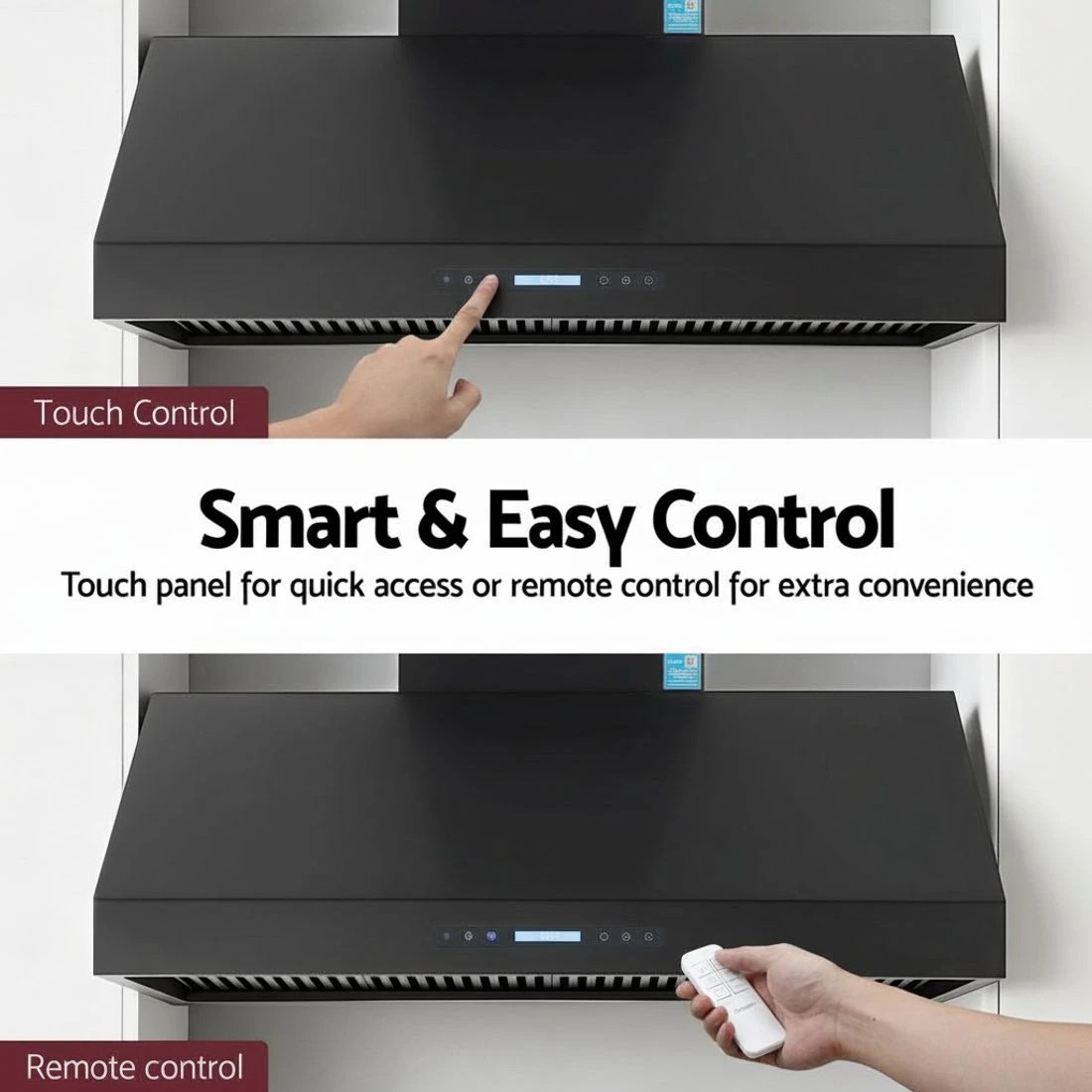 5 Devanti 1200mm Commercial BBQ Range Hood Dual Motor W/ Remote Control - Black, 5 of 7