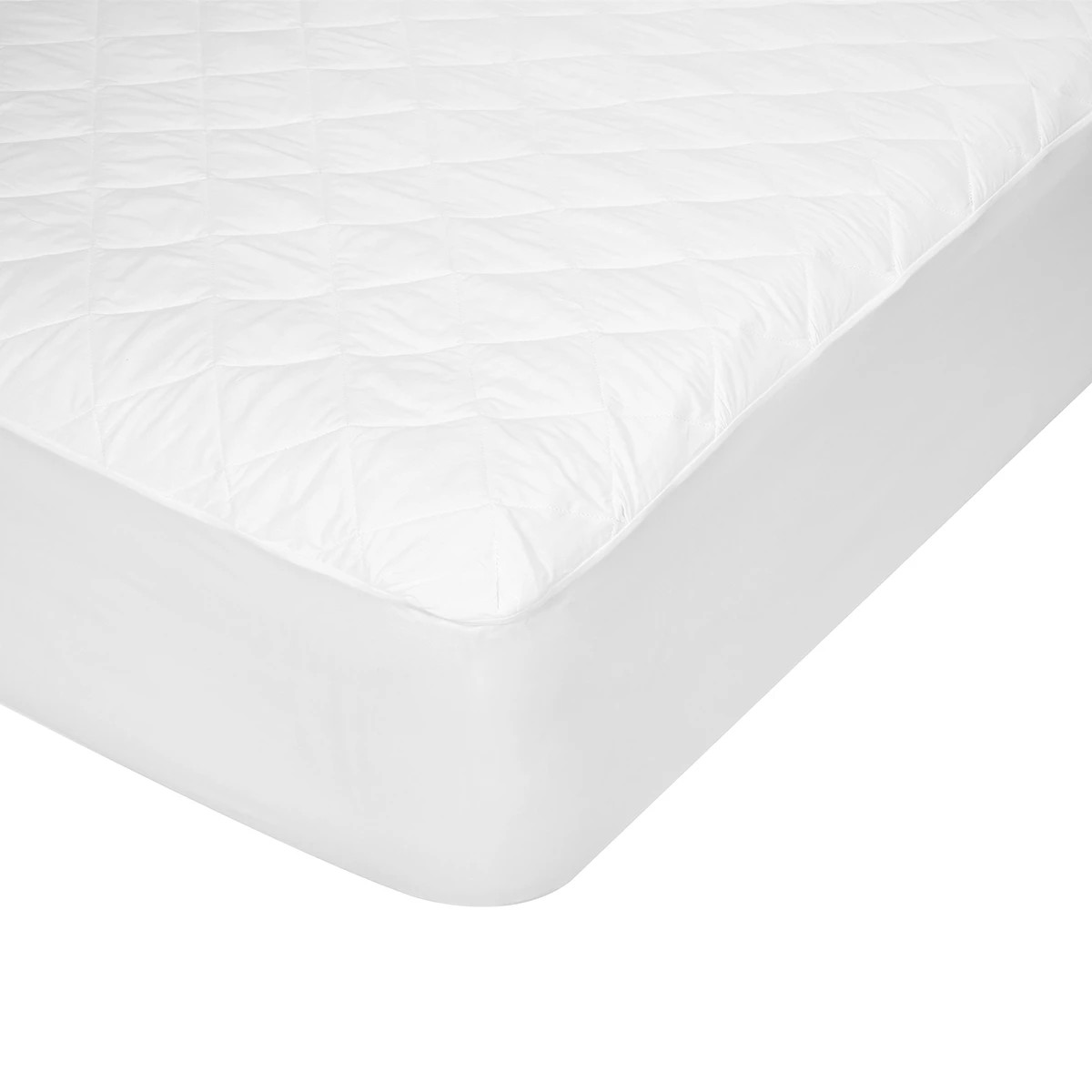 4 Cotton Top Fitted Mattress Protector - Queen Bed, White, 4 of 4