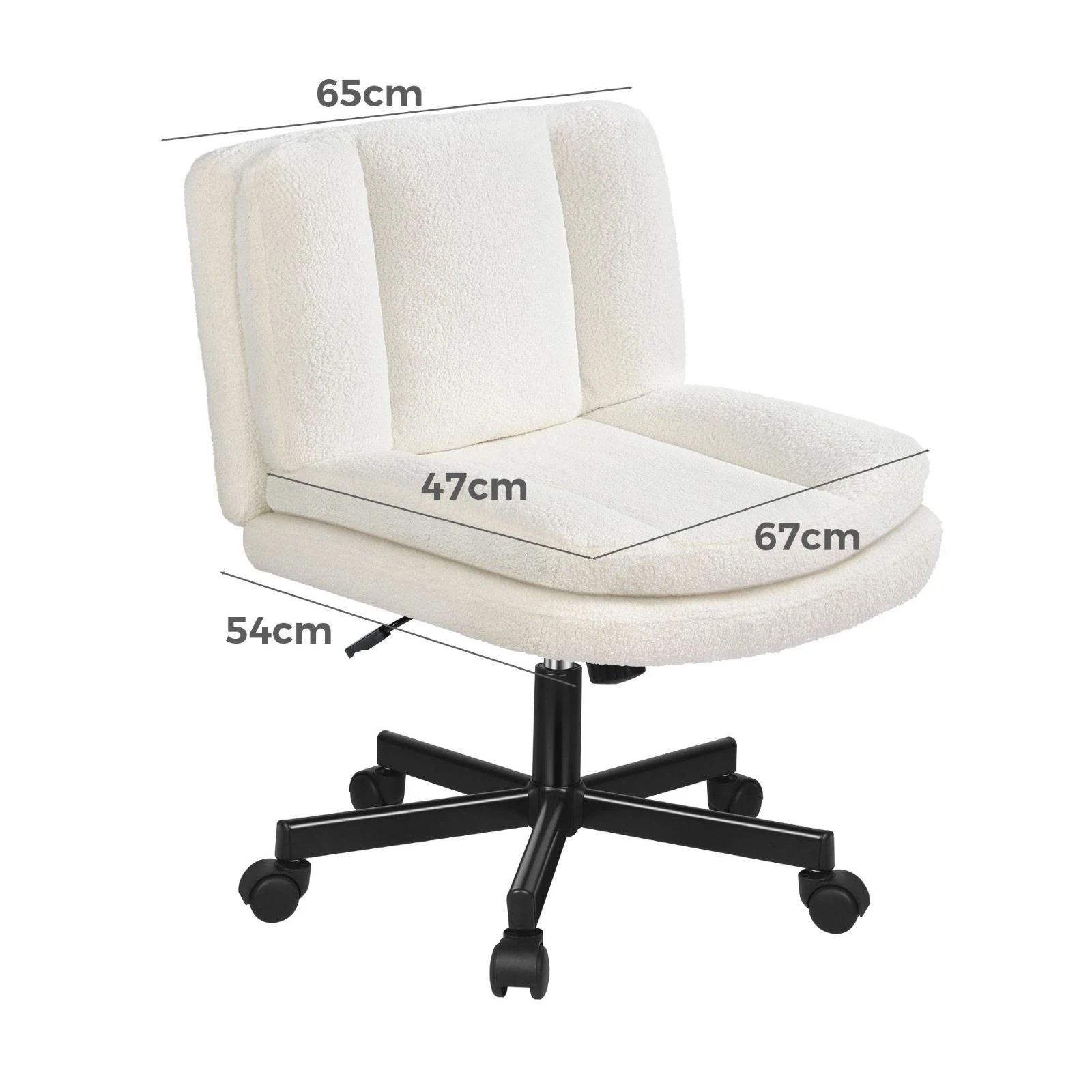 7 Alfordson Armless Office Desk Chair Mid Back Wide Seat w/ Wheels Boucle - White, 7 of 10