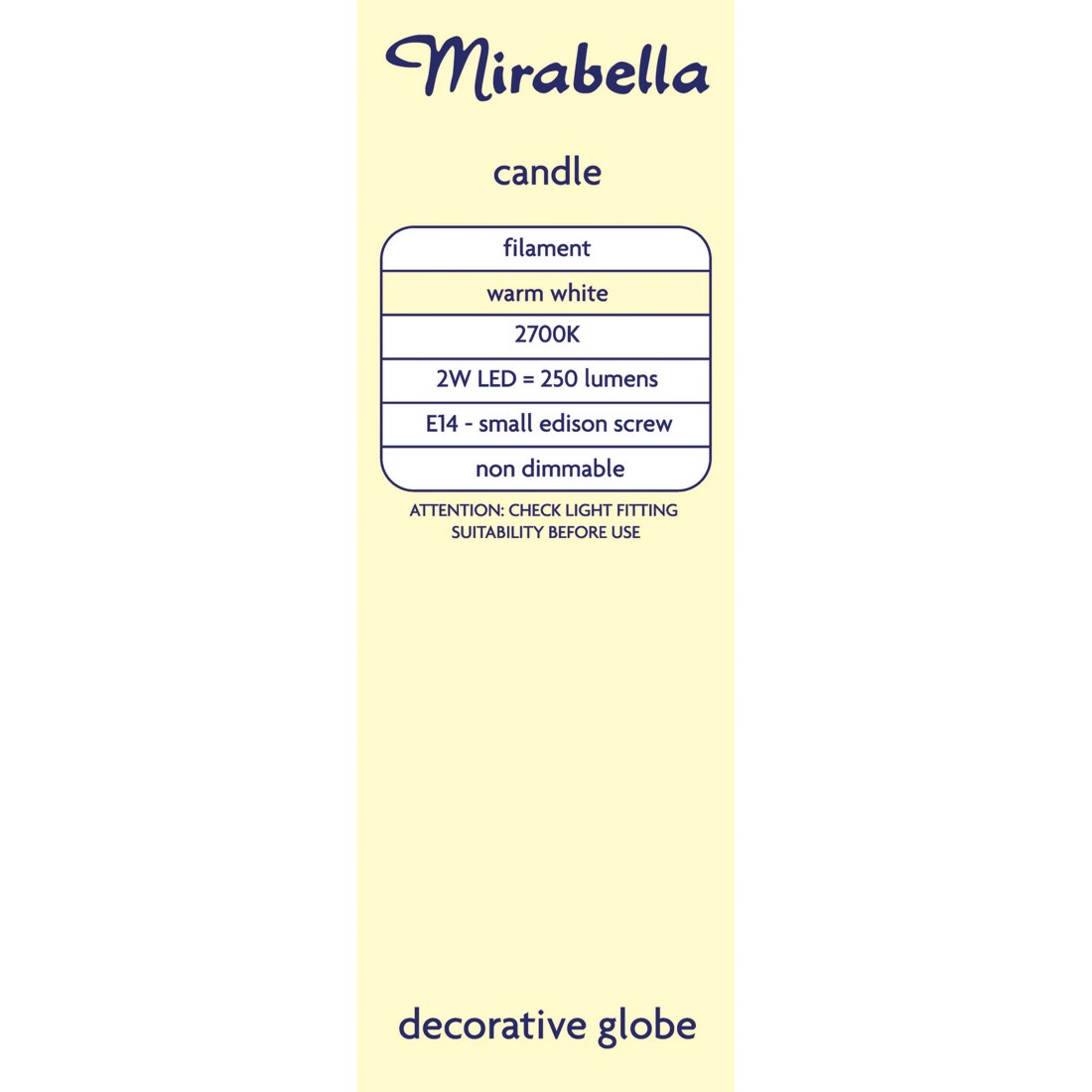 5 Mirabella E14 2W LED Candle Filament Bulb, 5 of 6
