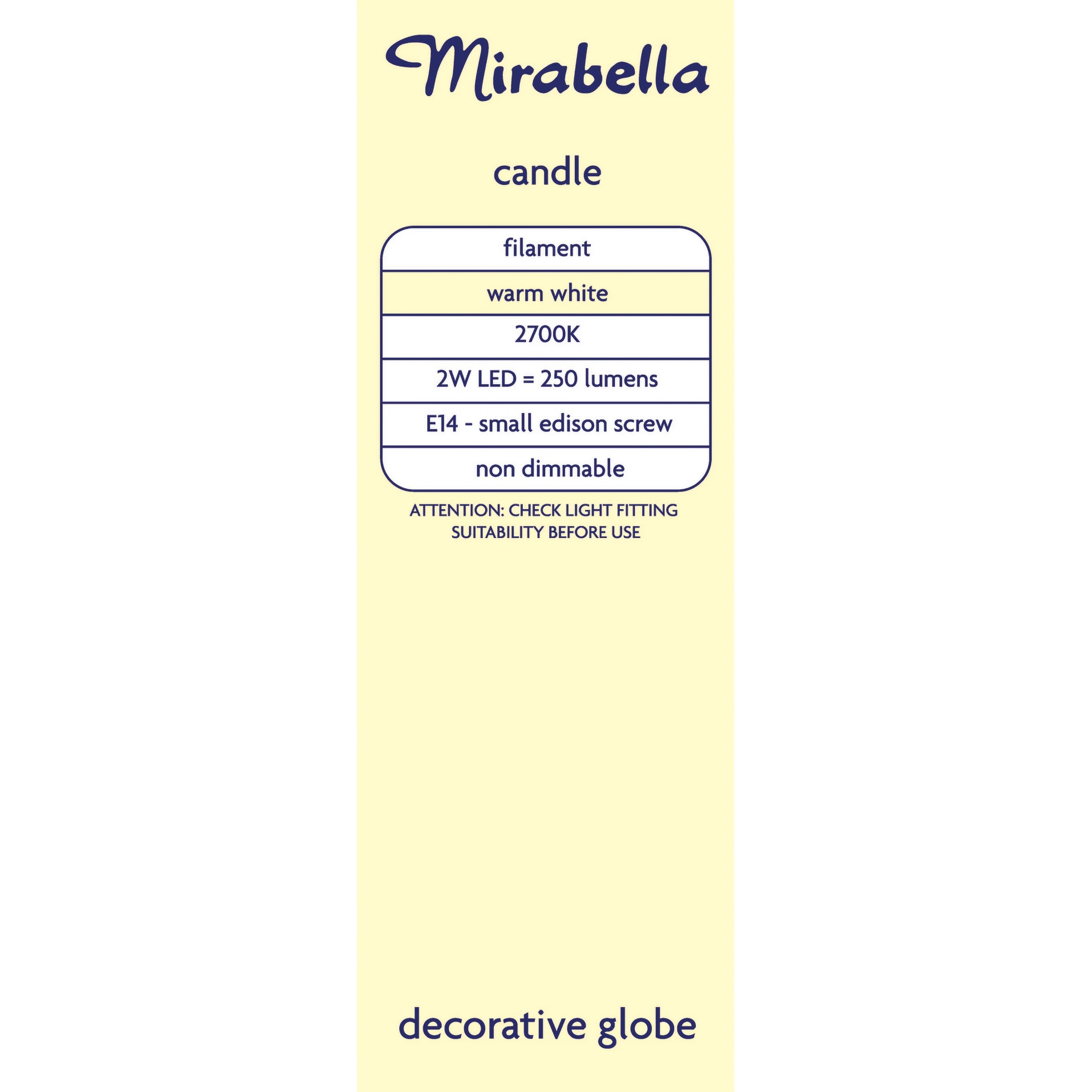5 Mirabella E14 2W LED Candle Filament Bulb, 5 of 6