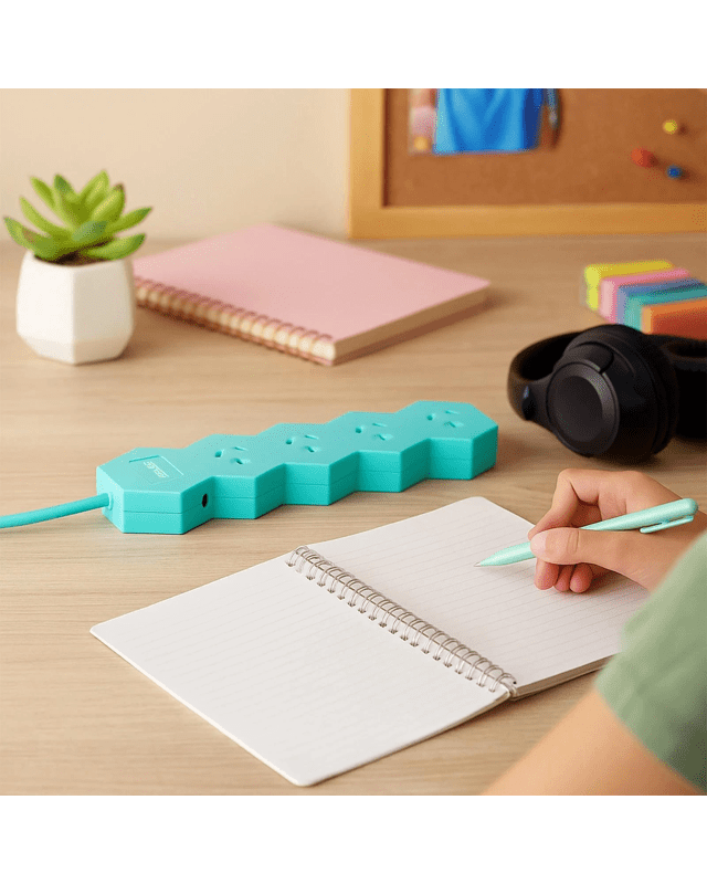 Arlec 4 Outlet Lightning Overload Protected Powerboard - Teal - G