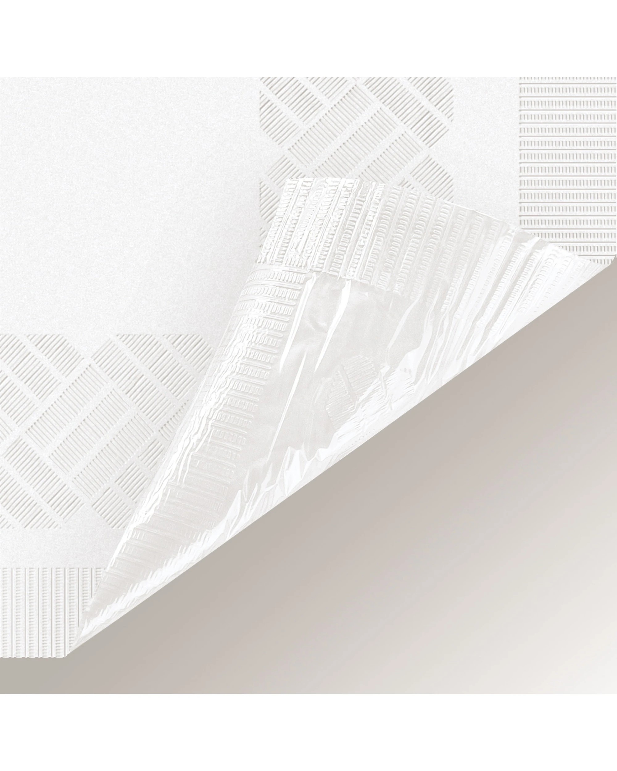 2 Unique White Rectangular Tissue Tablecloth with Plastic Lining - White, 2 of 3