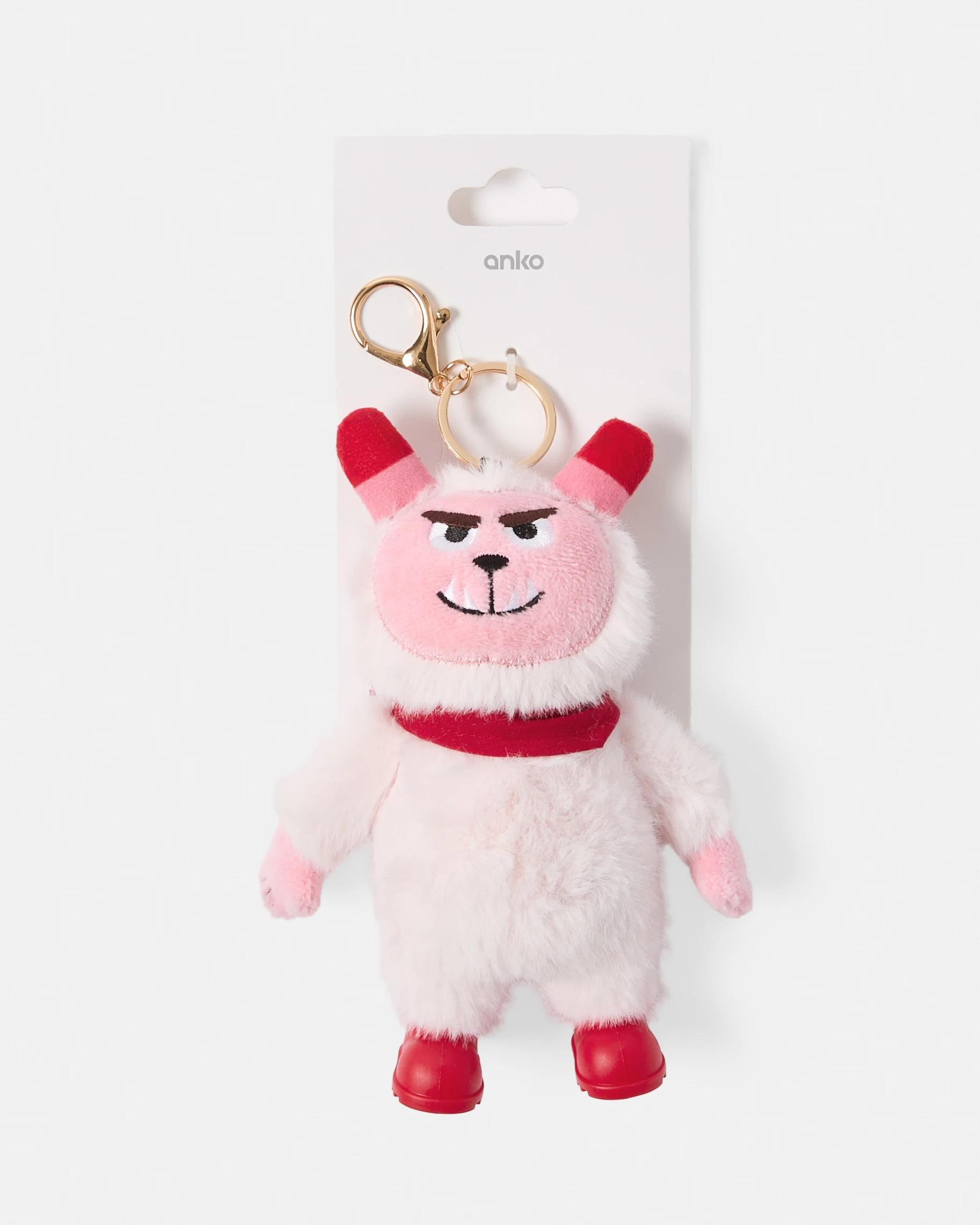 3 Bandana Monster Charm Keyring - Pink, Red and Gold Tone Pink, 3 of 3