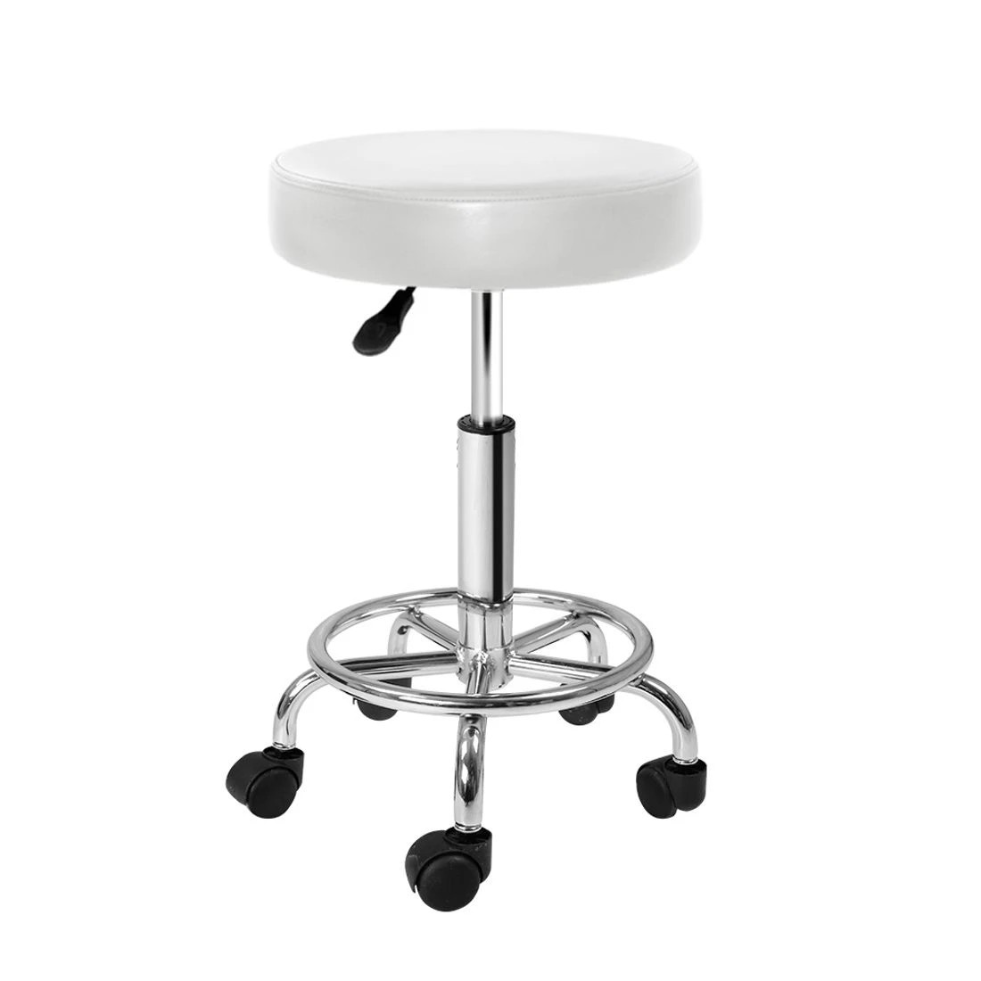1 Artiss Salon Stool Round Swivel Chair - White, 1 of 6