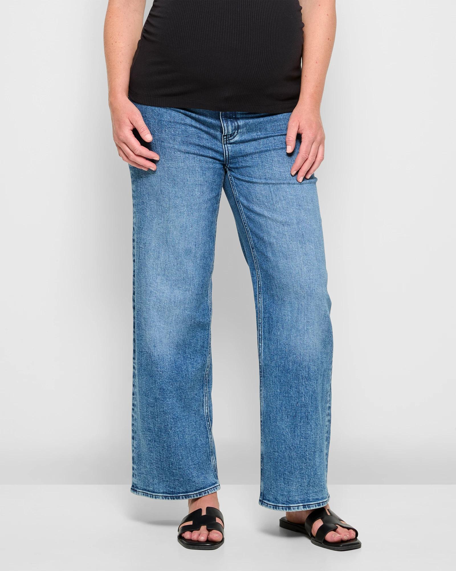 2 Target Maternity Under The Belly Wide Leg Denim Jeans CAPRI BLUE, 2 of 5