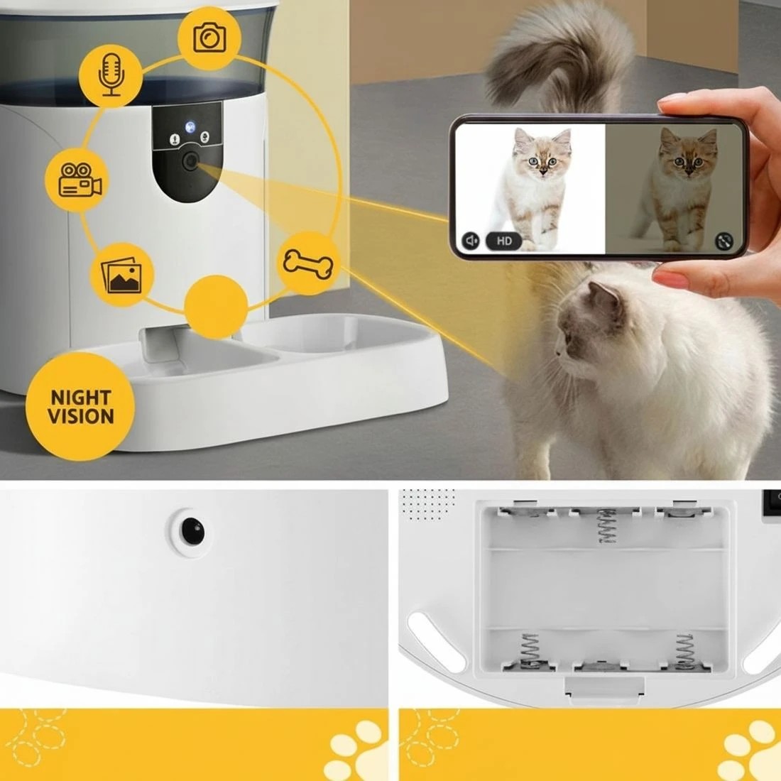 7 i.Pet Automatic Pet Feeder Dog Cat Camera Wifi Smart Food Dispenser Timer 7L APP - White, 7 of 7