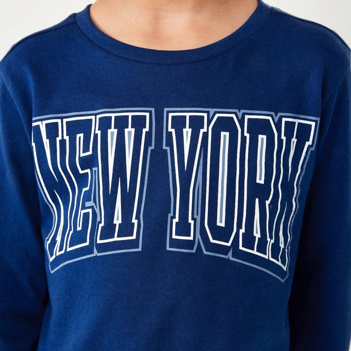 4 Long Sleeve Print T-shirt Blu Varsty, 4 of 8