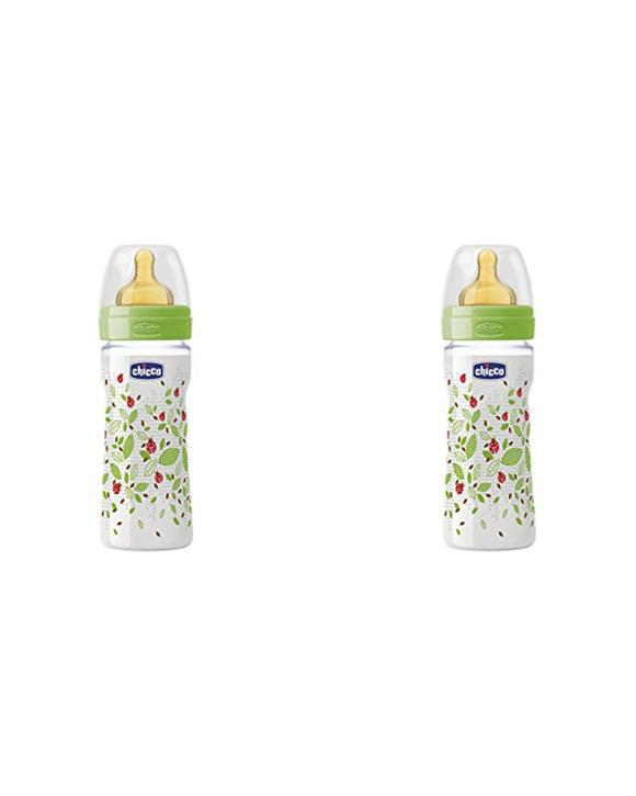 Chicco 2pc Nursing Baby Well-Being Latex 250ml Feeding Bottle/Teat Unisex - Multi