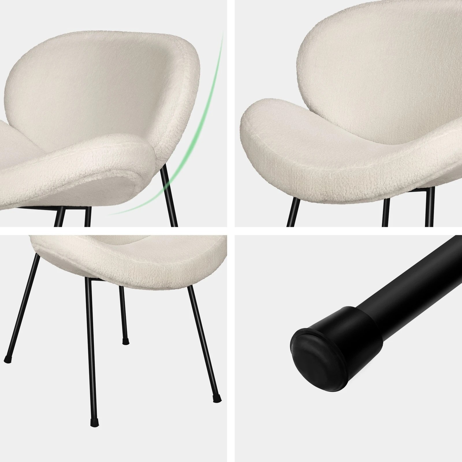5 Alfordson Dining Chair Armchair Accent Kitchen Padded Living Room Sherpa - White, 5 of 10