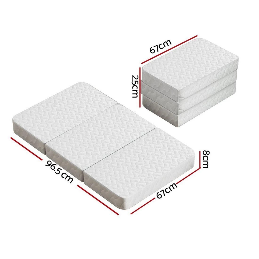 2 Giselle Bedding Foldable Mattress Folding Foam Cot Bed Guest Mattress Portable Easy Storage Comfortable Support - White, 2 of 6