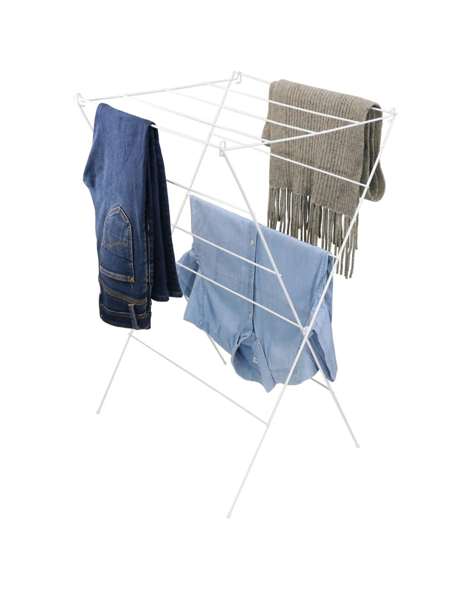 1 Boxsweden 87cm 12 Rails Foldable Wire Clothes/laundry Airer Drying Hanger Rack
 - White, 1 of 3