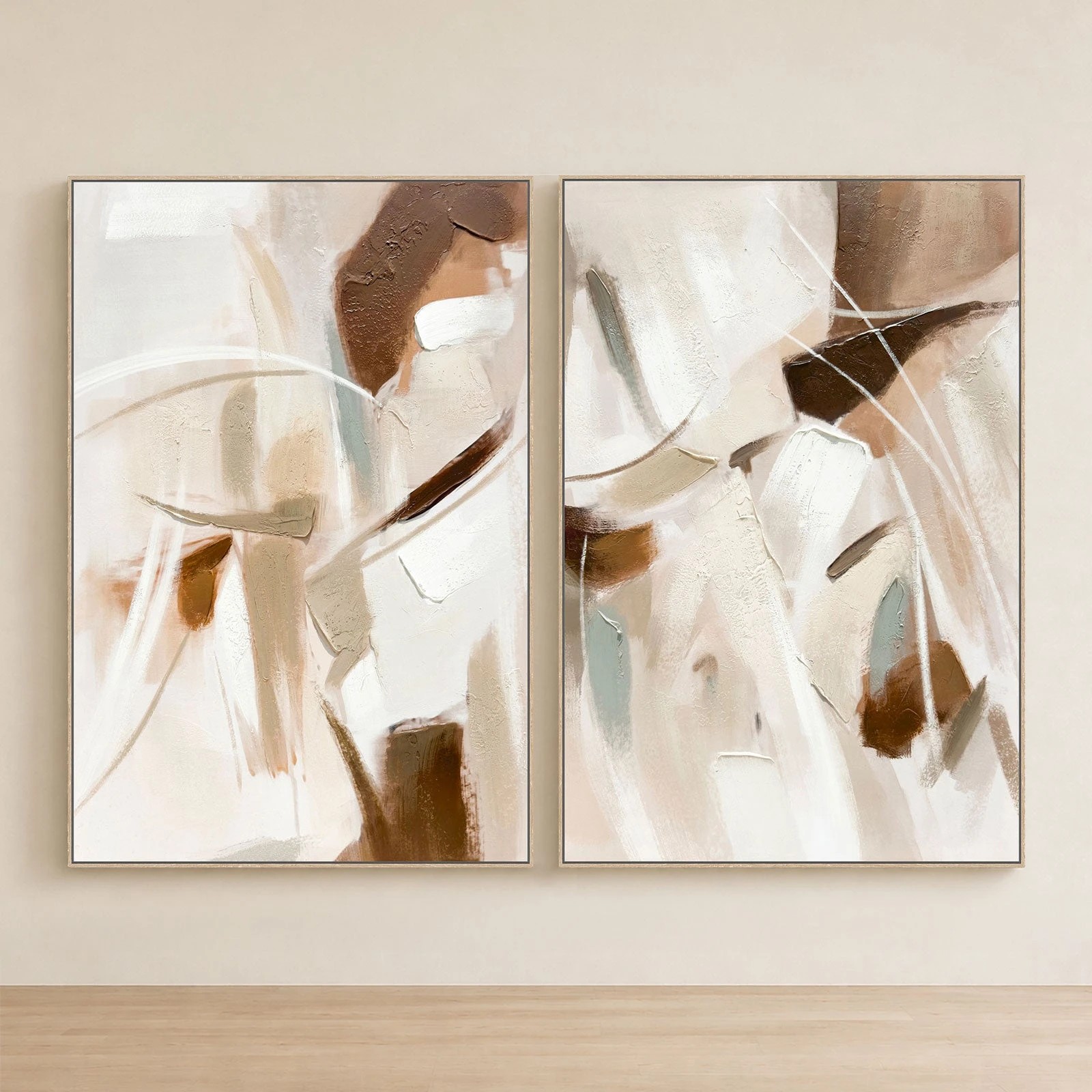 2 Moda Living Abstract Drift I & II Hand-Painted Textured Canvas Wall Art Set of 2 - Multi, 2 of 9