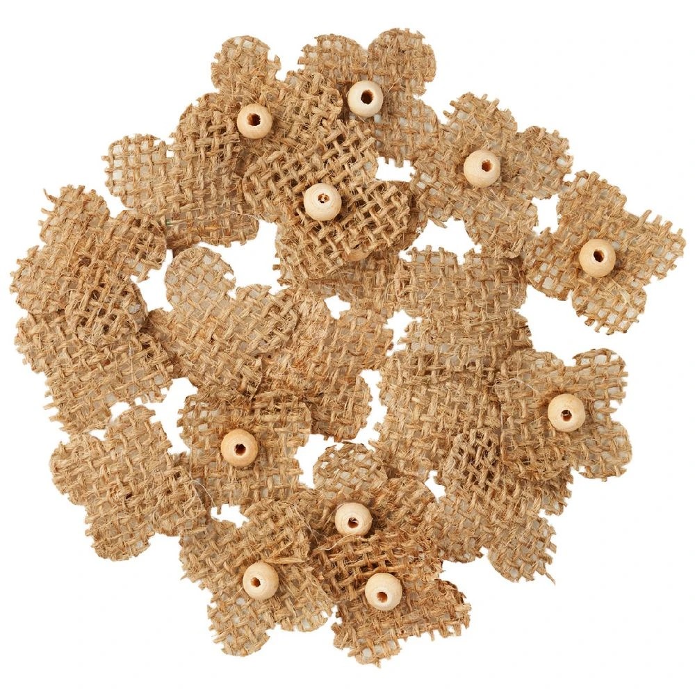 3 Born Mini Burlap Flowers Natural/White 40 Pack, 3 of 6