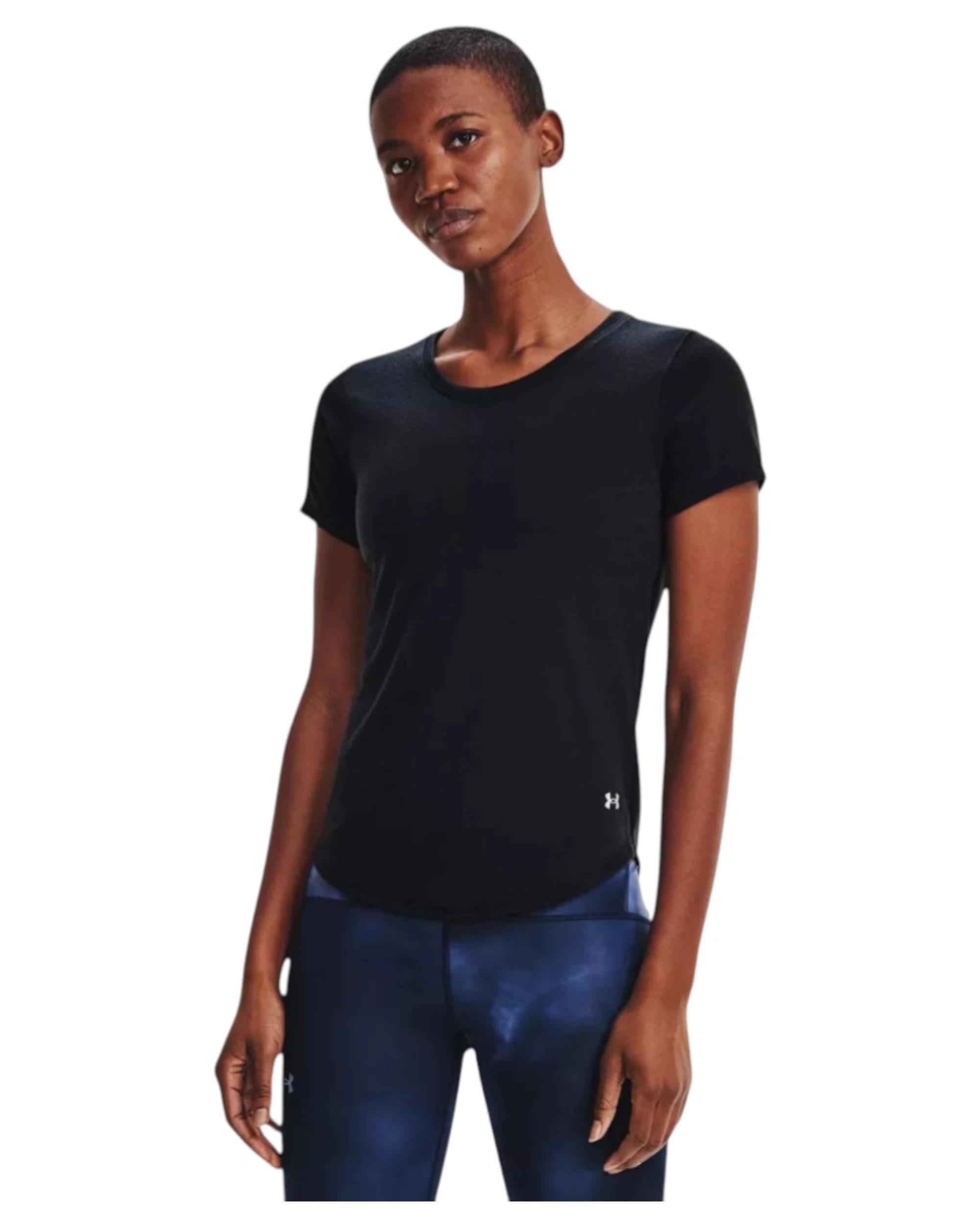 1 Under Armour Womens Streaker Black Reflective Short Sleeve Athletic Shirt BLACK, 1 of 3