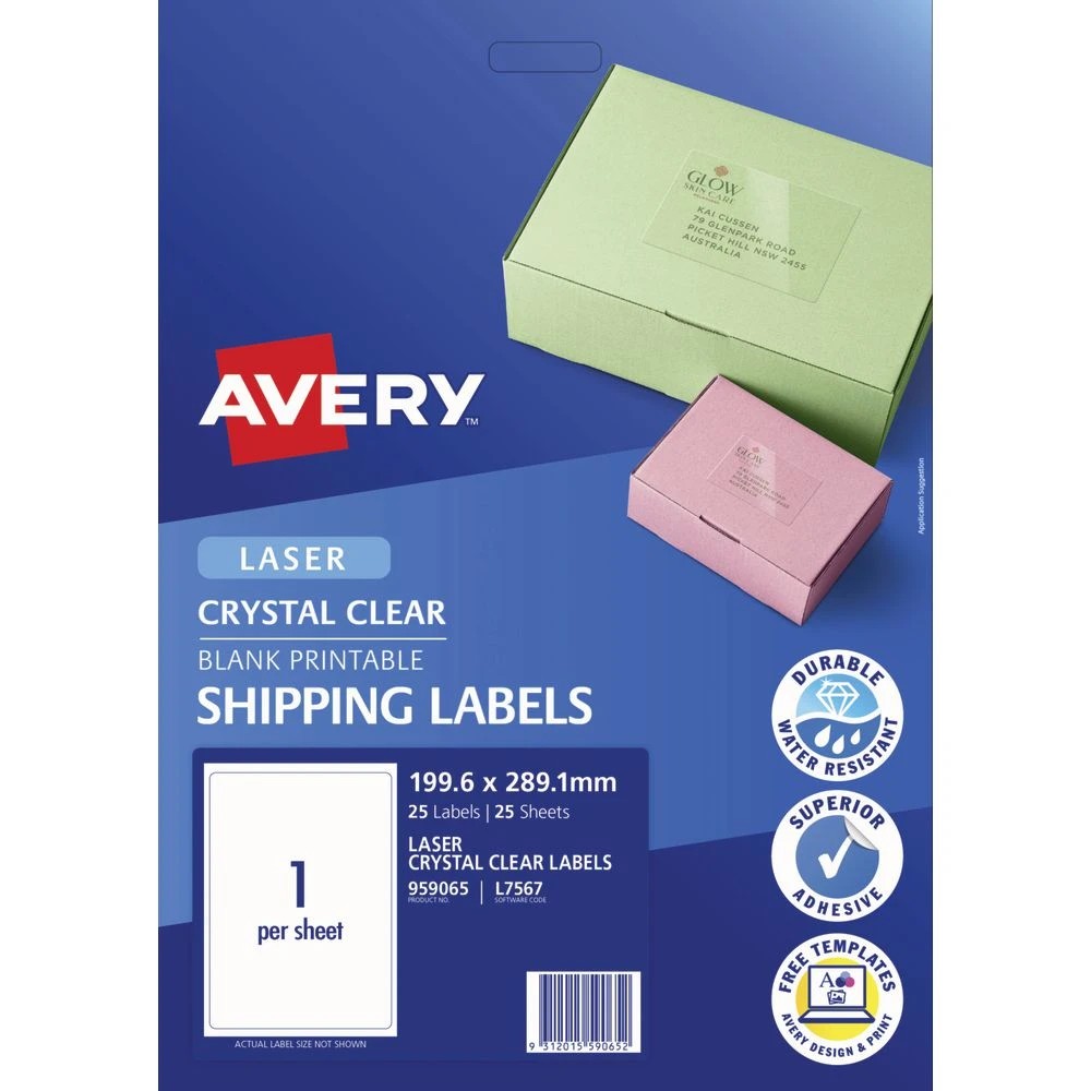2 Avery 1UP Laser Shipping Labels Clear 25 Sheets, 2 of 4