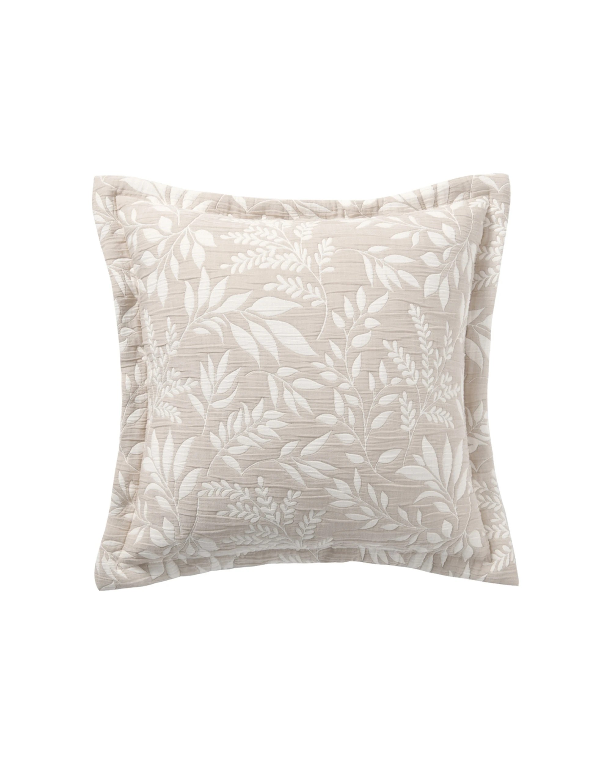 1 Bianca Amelia Square Polyester Cotton Cushion 43x43cm Jacquard Design Light Soft Taupe - Natural, 1 of 1