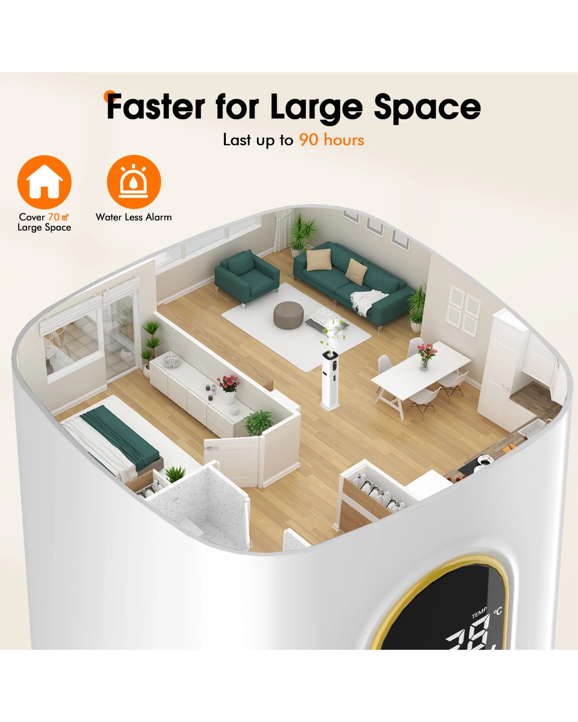 3 Advwin 10l Ultrasonic Large Humidifier Whole House, Cool & Warm Mist Humidifier For Office Workshop, Greenhouse, 3 of 8