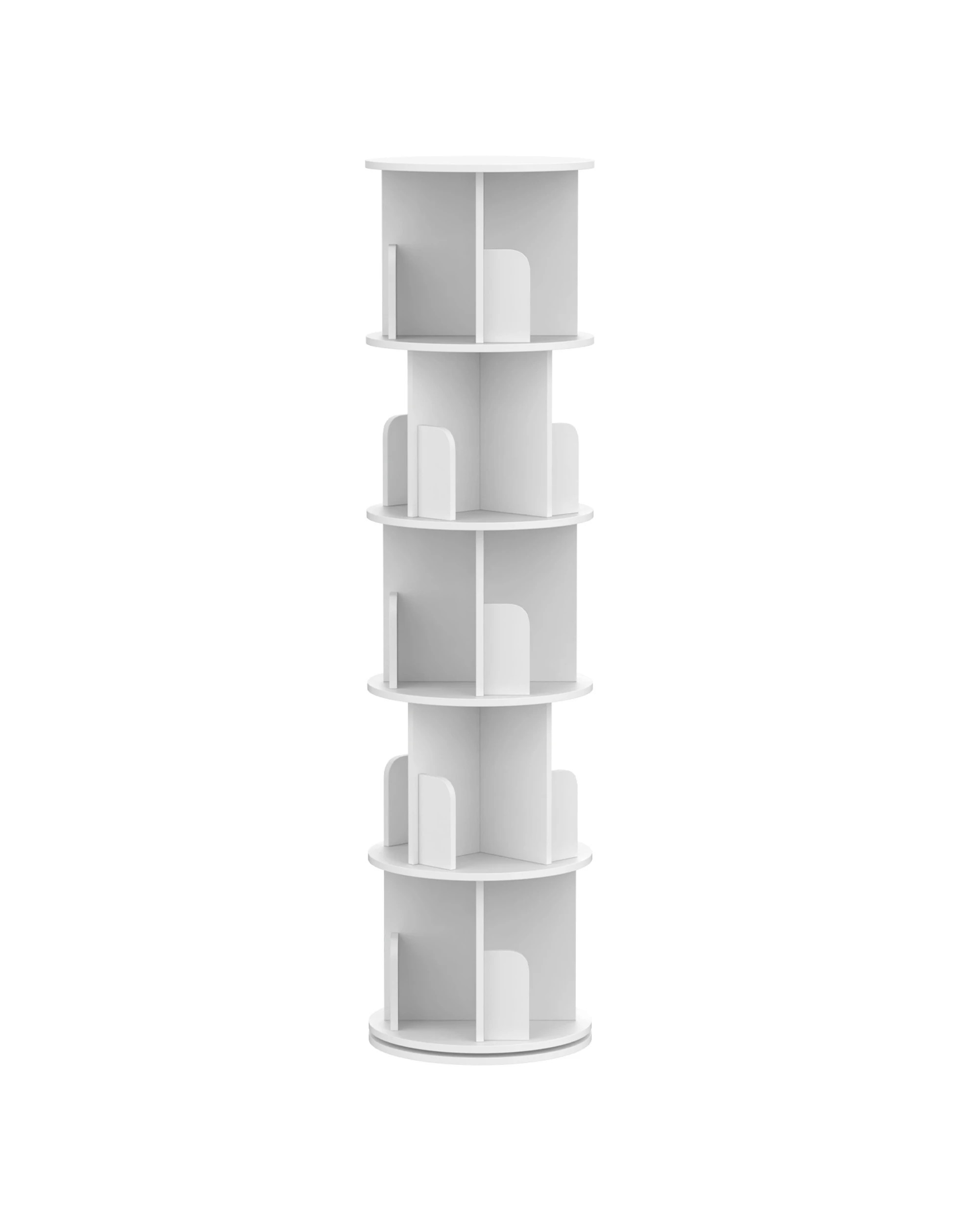 1 Advwin 5-Tier Rotating Bookshelf 360 Swivel Display Rack Corner Bookcase Cabinet, 1 of 9