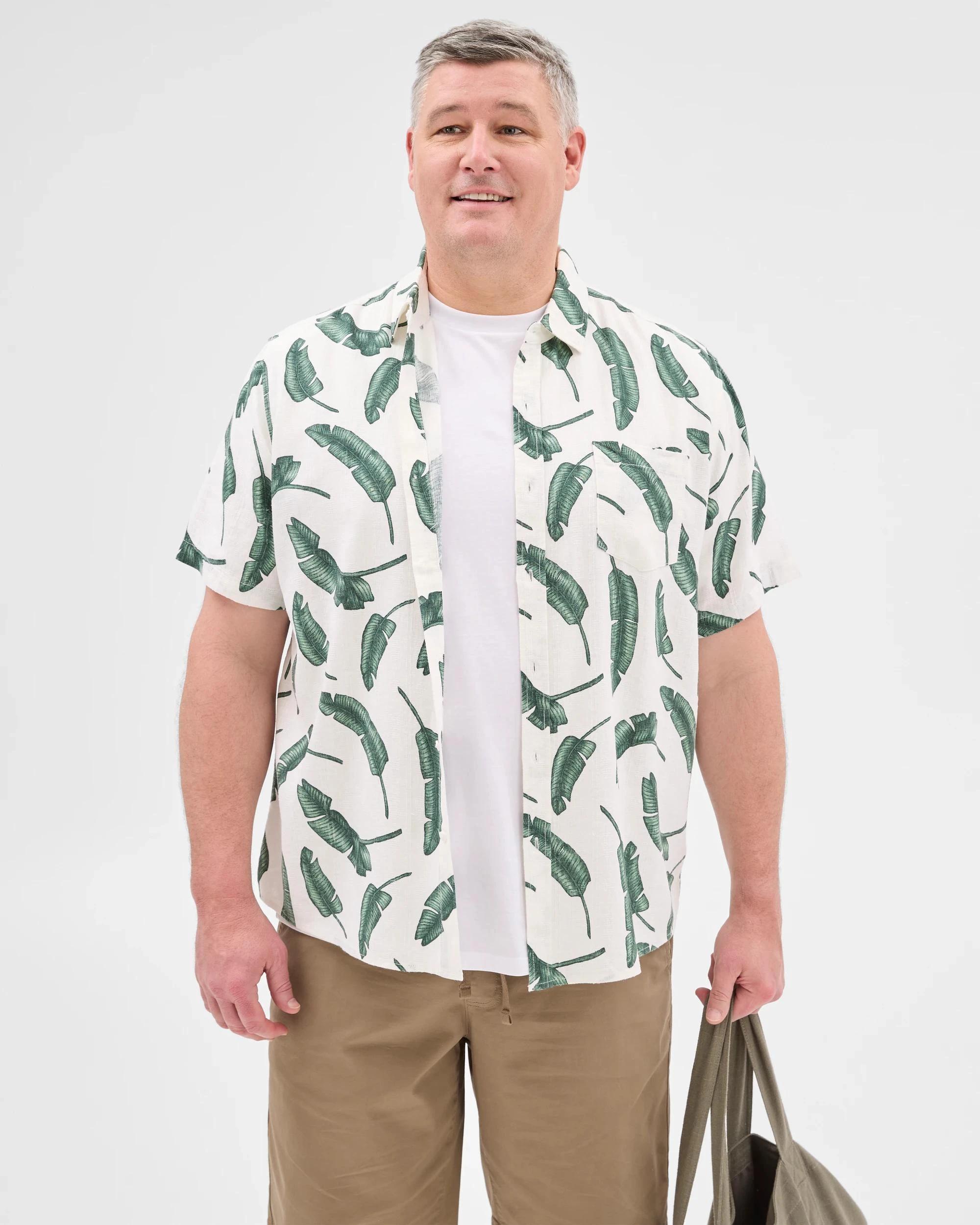 2 Target Plus Size Leaf Print Shirt WHITE, 2 of 5