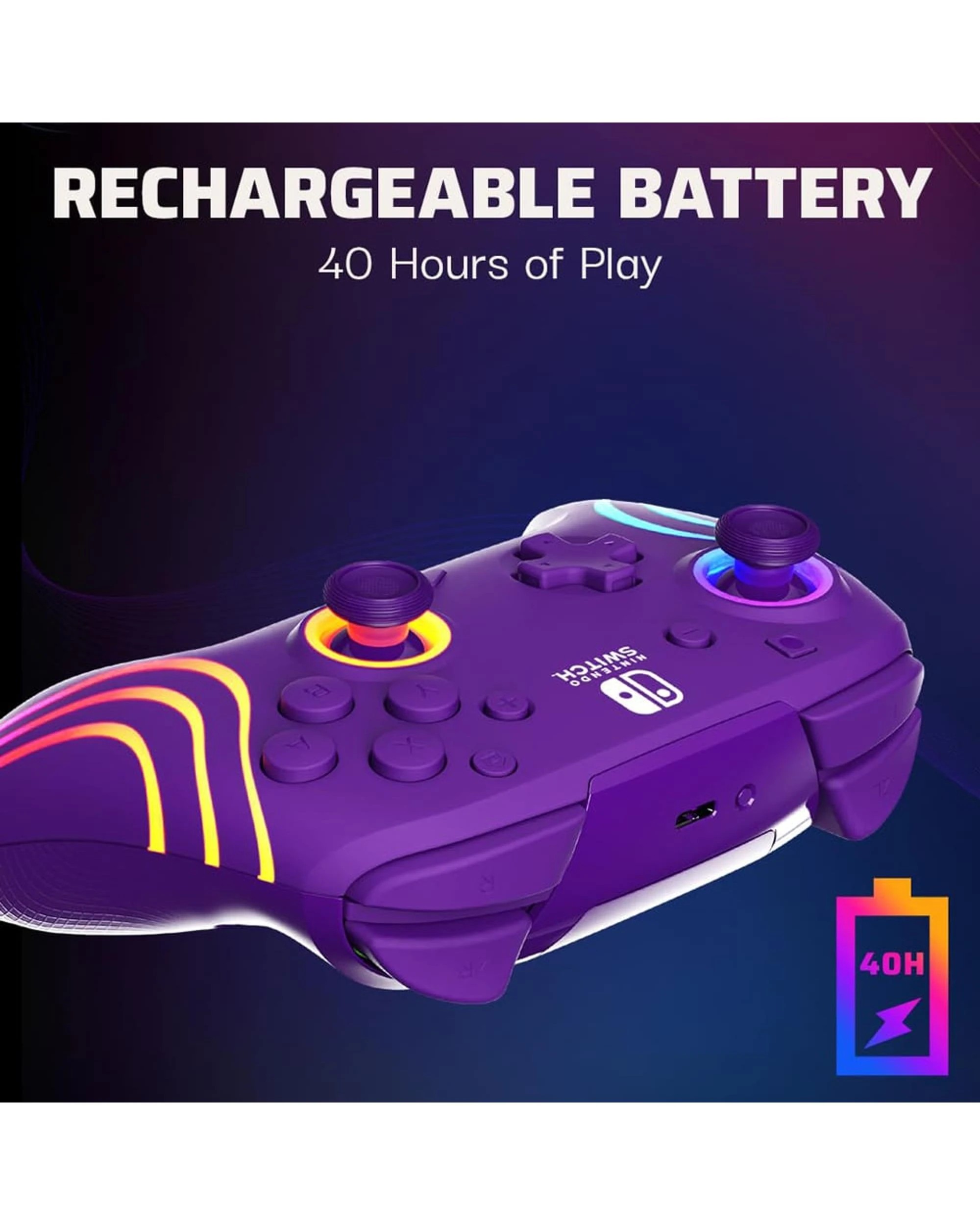 9 PDP Afterglow Wave Wireless Controller for Nintendo Switch - Purple, 9 of 10