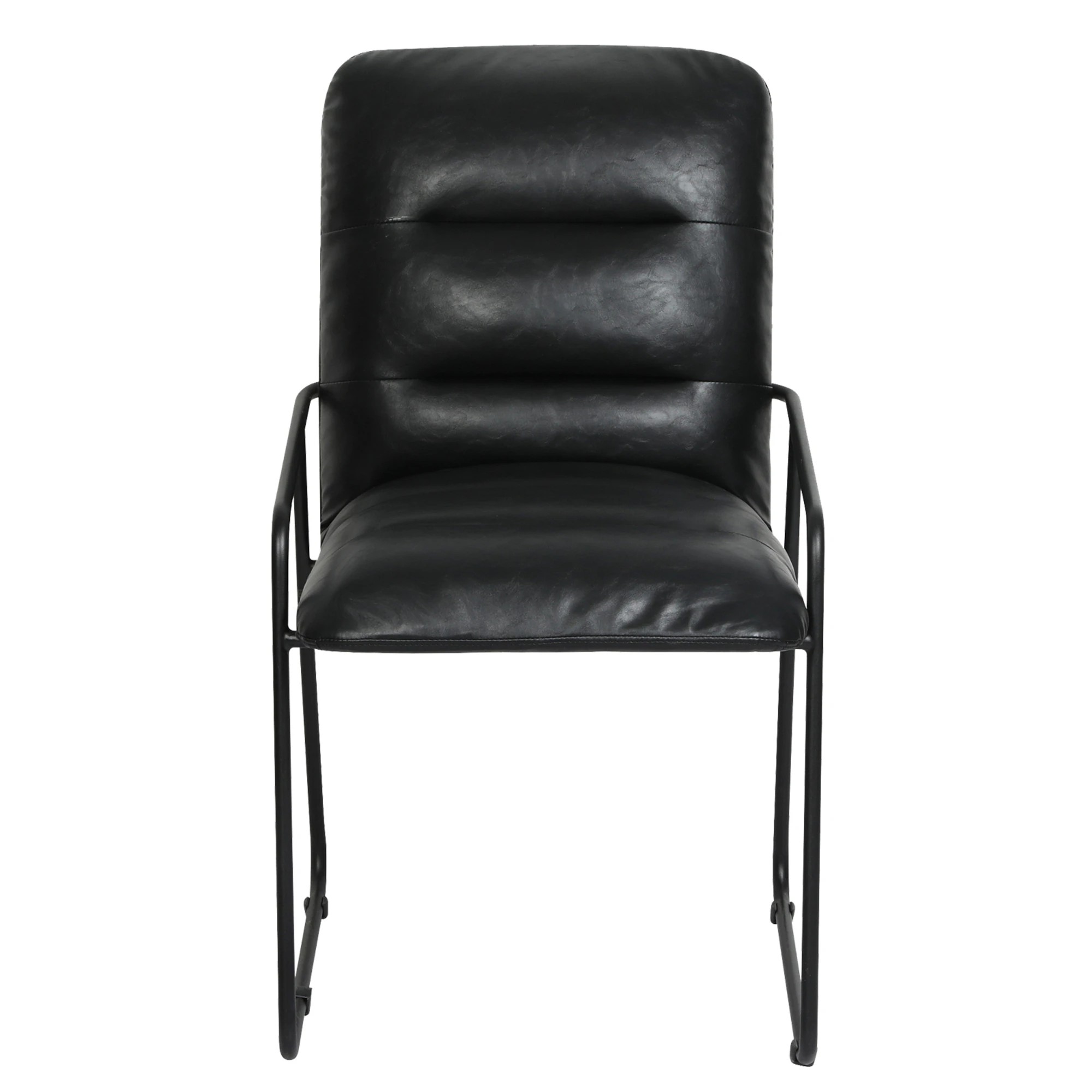 2 Levede PU Dining Chair Metal Frame Modern Kitchen  Industrial Accent Chair - Black, 2 of 9