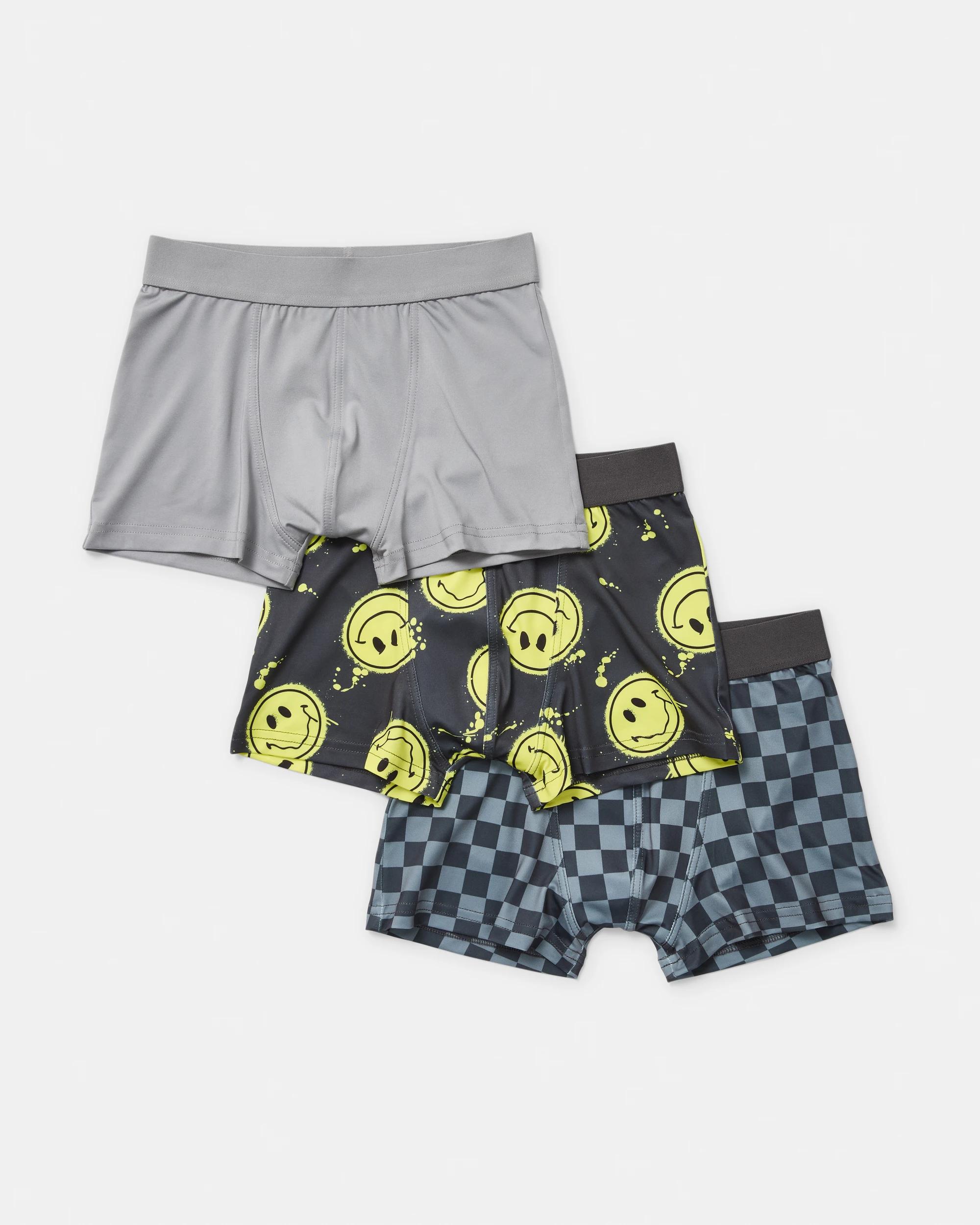 1 3 Pack Microfibre Trunks Gry Smiley, 1 of 7