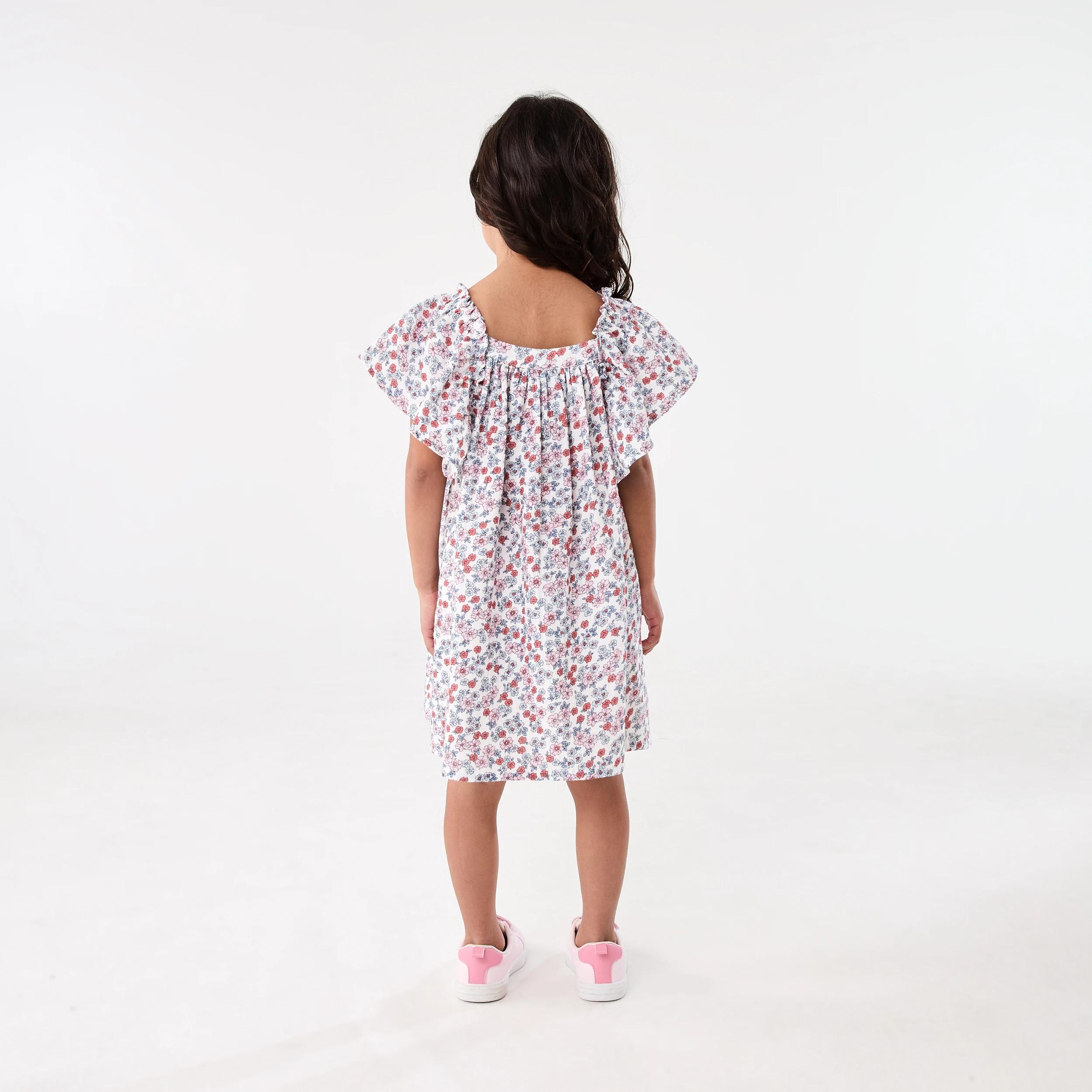 8 Woven Frill Sleeve Dress Bge Floral, 8 of 8