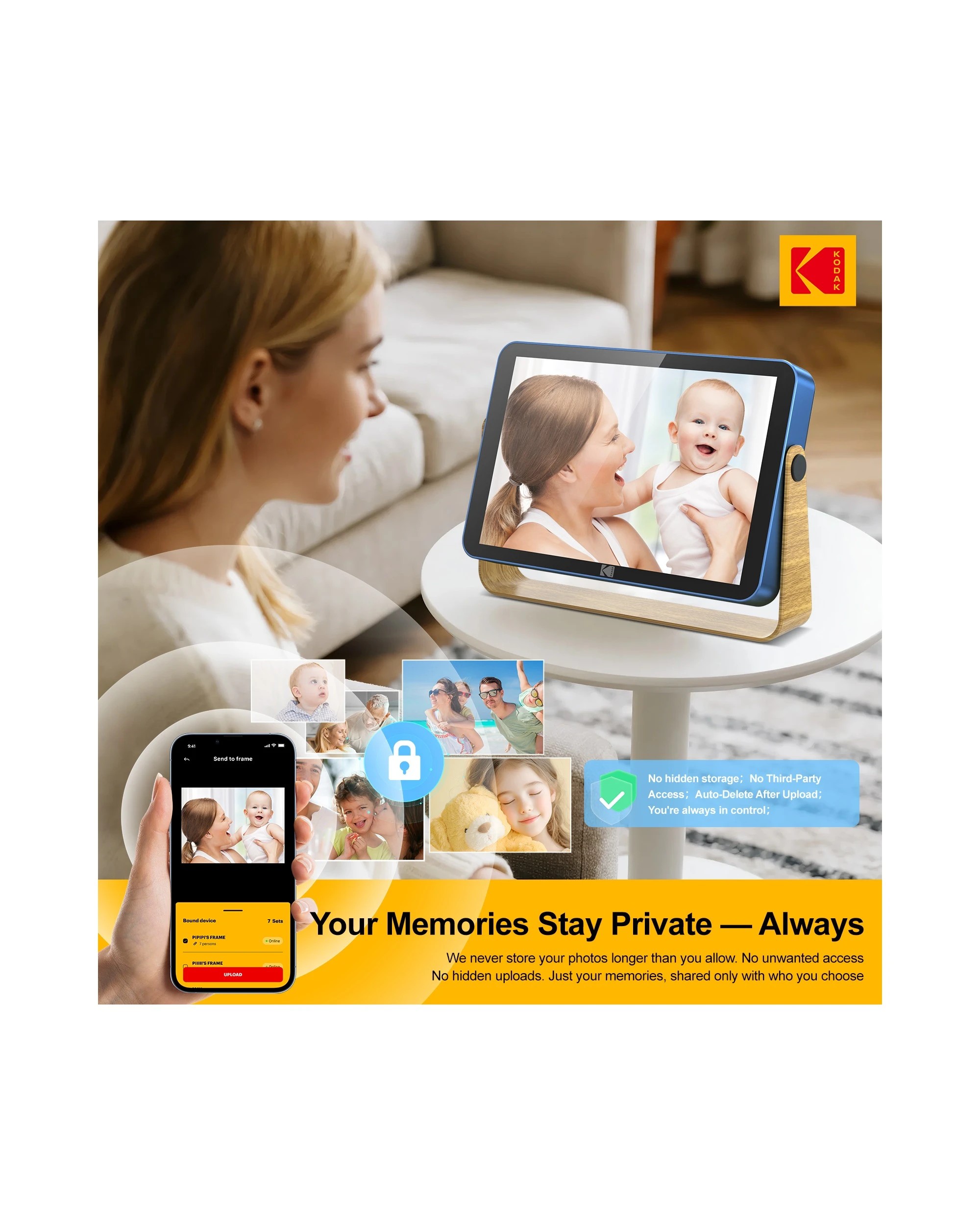 1 Kodak RWF-108 10 Inch Portable Wi-Fi Photo Frame 32GB Ocean Blue, 1 of 9