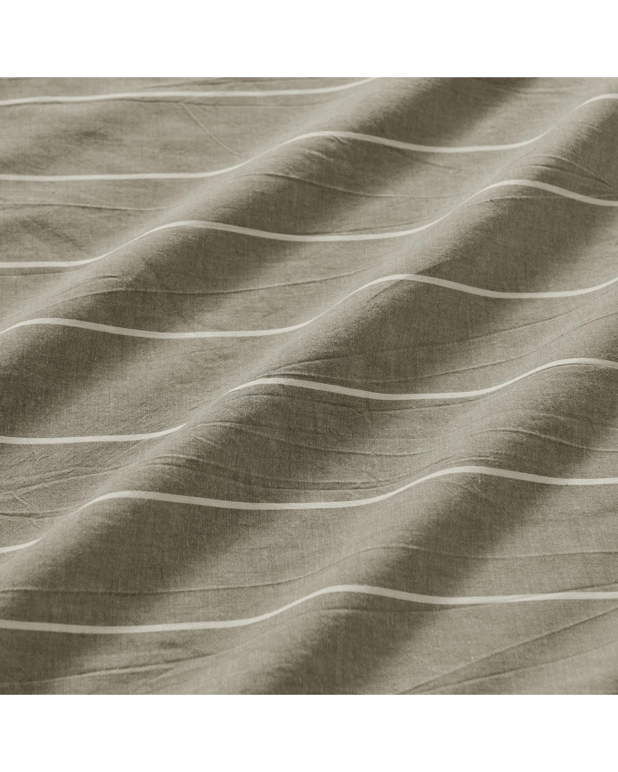 2 Dreamaker Rumi Stripe Washed Cotton Reversible European Pillowcase Twin Pack - Olive with White, 2 of 4