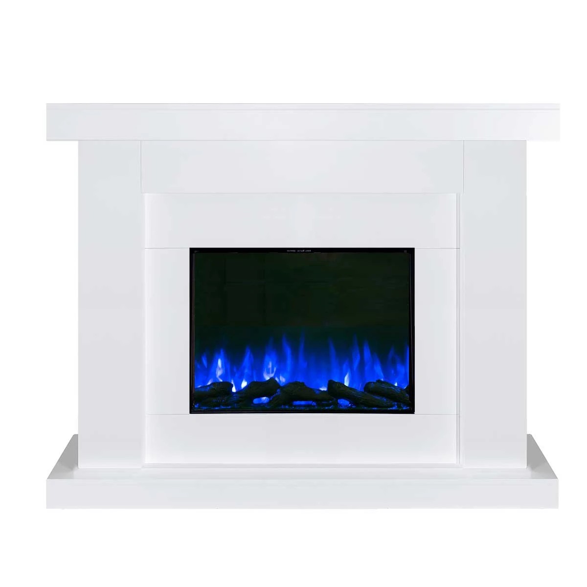 4 Moda Living Aristo 28 inch Electric Fireplace Heater with White Mantel Suite - White, 4 of 10